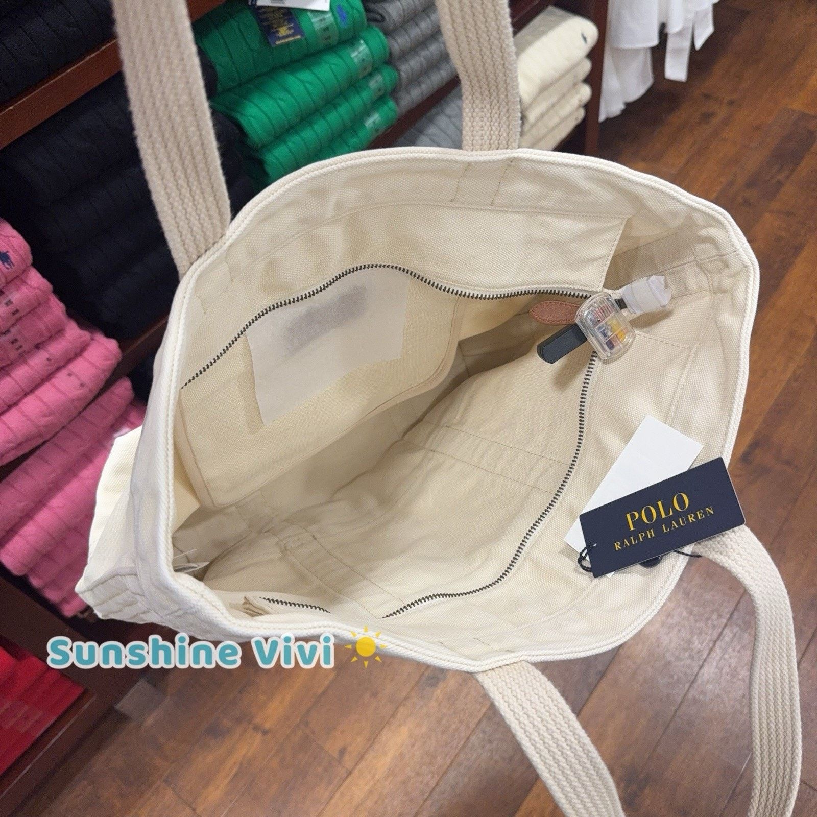 Ralph Lauren NWT POLO RALPH LAUREN Distressed Flag Cavans Tote Natural Size ONE SIZE - 4 Thumbnail