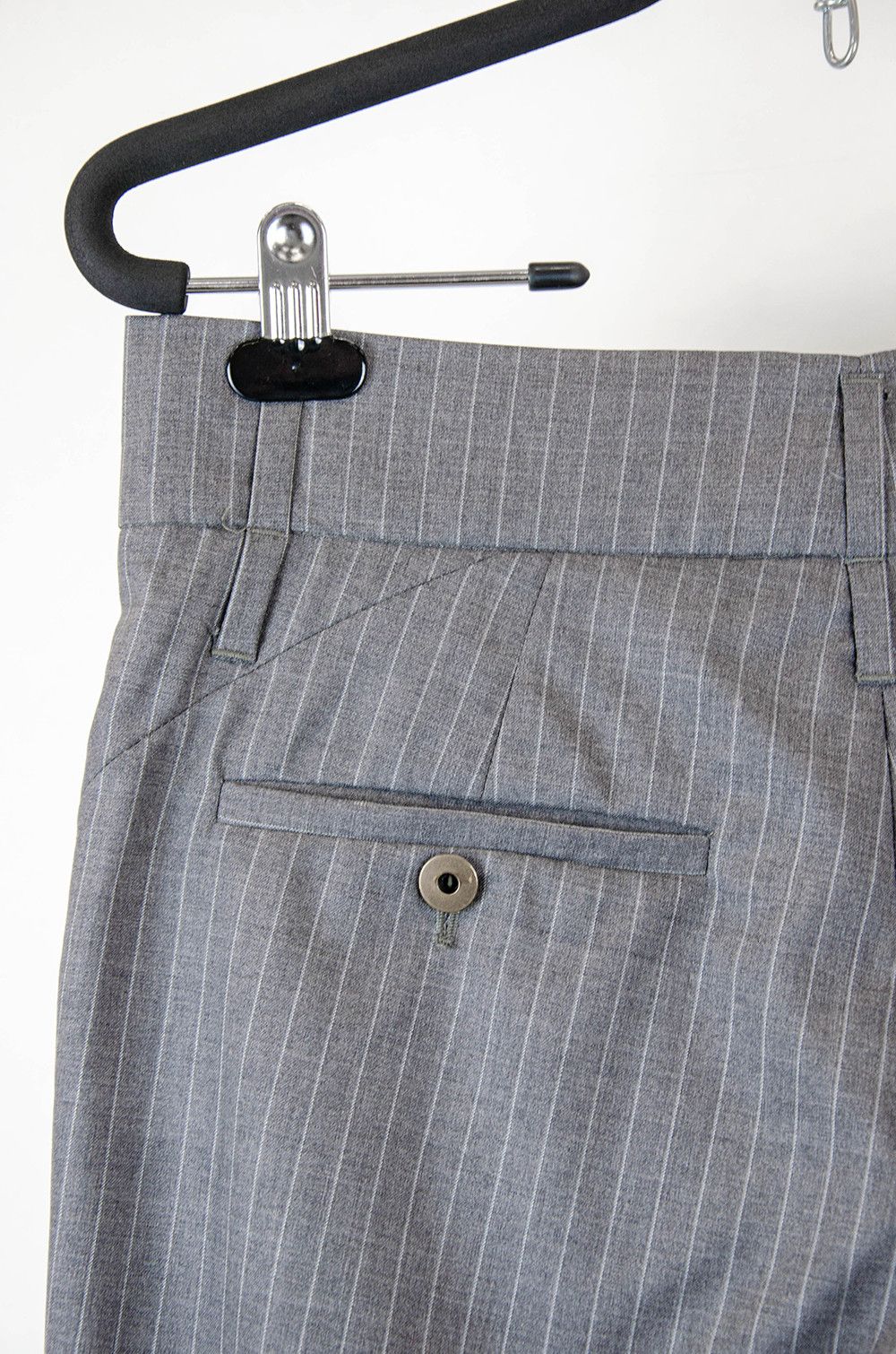 Brunello Cucinelli Gunex Grey Pinstripe Virgin Wool Pleated Trousers IT 40 Size 27" / US 4 / IT 40 - 12 Thumbnail