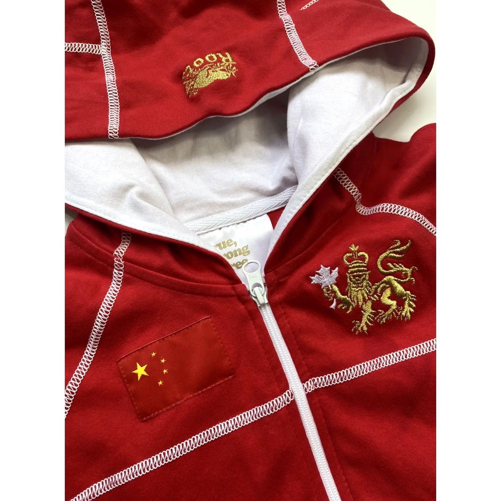 Roots Red & White Varsity Jacket – Womens Small - Full Zip Hoodie Size S / US 4 / IT 40 - 2 Thumbnail