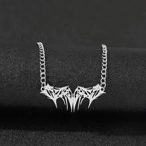 Other Spike Graffiti Chain Necklace Punk Gothic Chrome Rock Venom Size ONE SIZE - 4 Thumbnail
