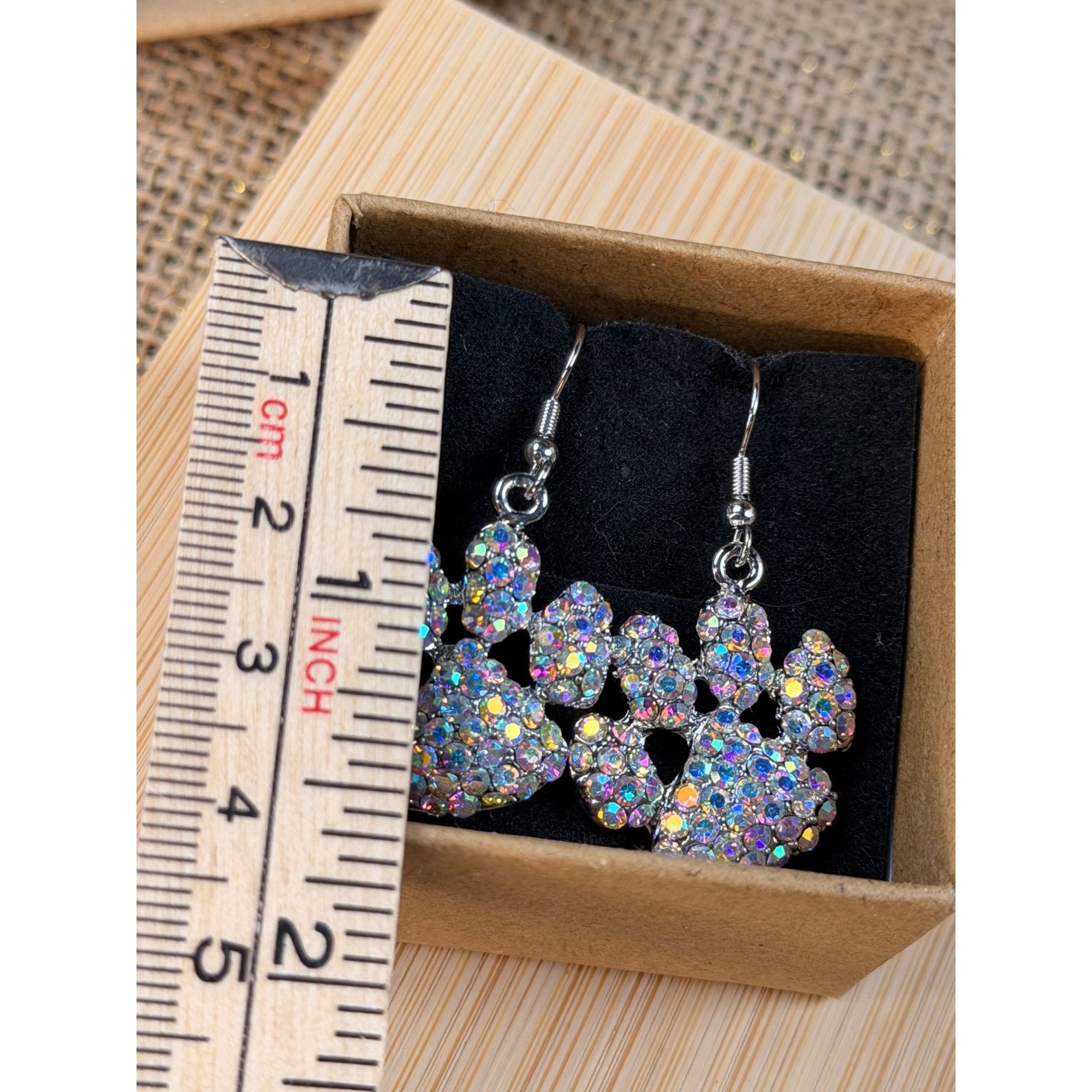 Other Sparkling Paw Print Dangle Earrings With Rhinestones Silver- Size ONE SIZE - 6 Thumbnail