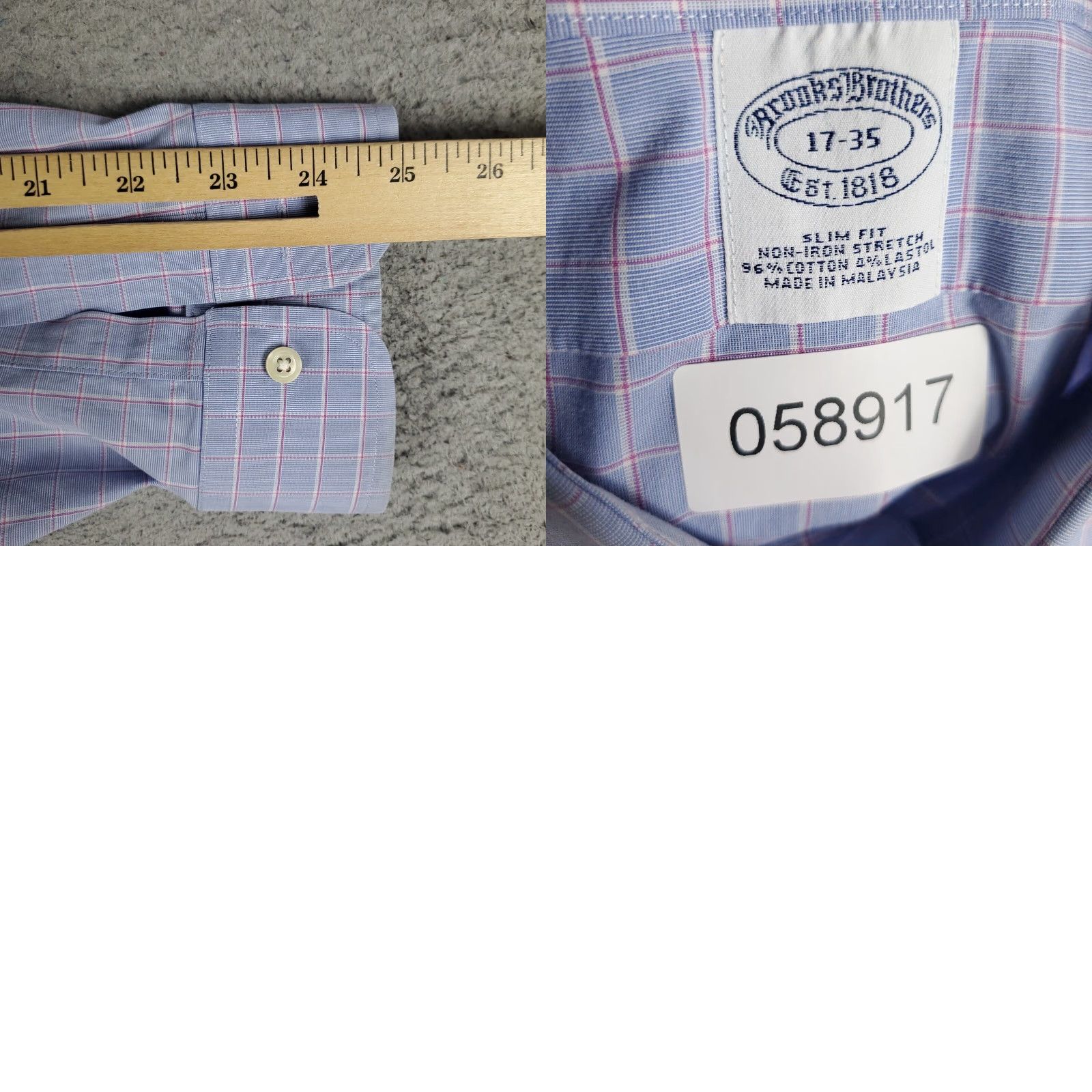 Brooks Brothers VINTAGE Brooks Brothers Dress Shirt Men 17 Blue Plaid Slim Fit Long Sleeve Business Casual Formal Workwear Size 46R - 8 Thumbnail