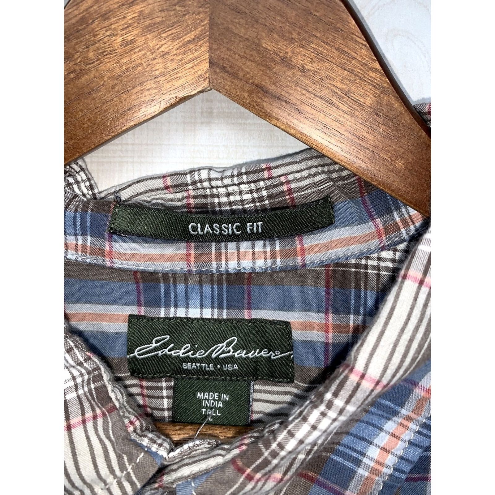 Eddie Bauer Eddie Bauer Men’s L Tall Plaid Button Up Short Sleeve Shirt-3802 Size US L / EU 52-54 / 3 - 3 Thumbnail