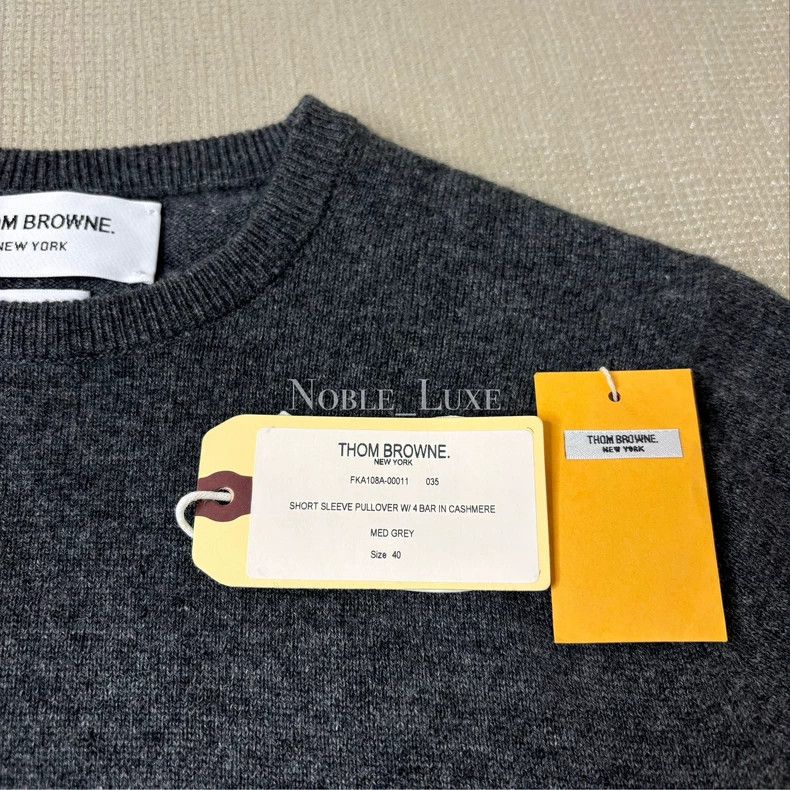 Thom Browne Thom Browne Gray round neck short sleeve knit sweater Size US XXS / EU 40 - 4 Thumbnail
