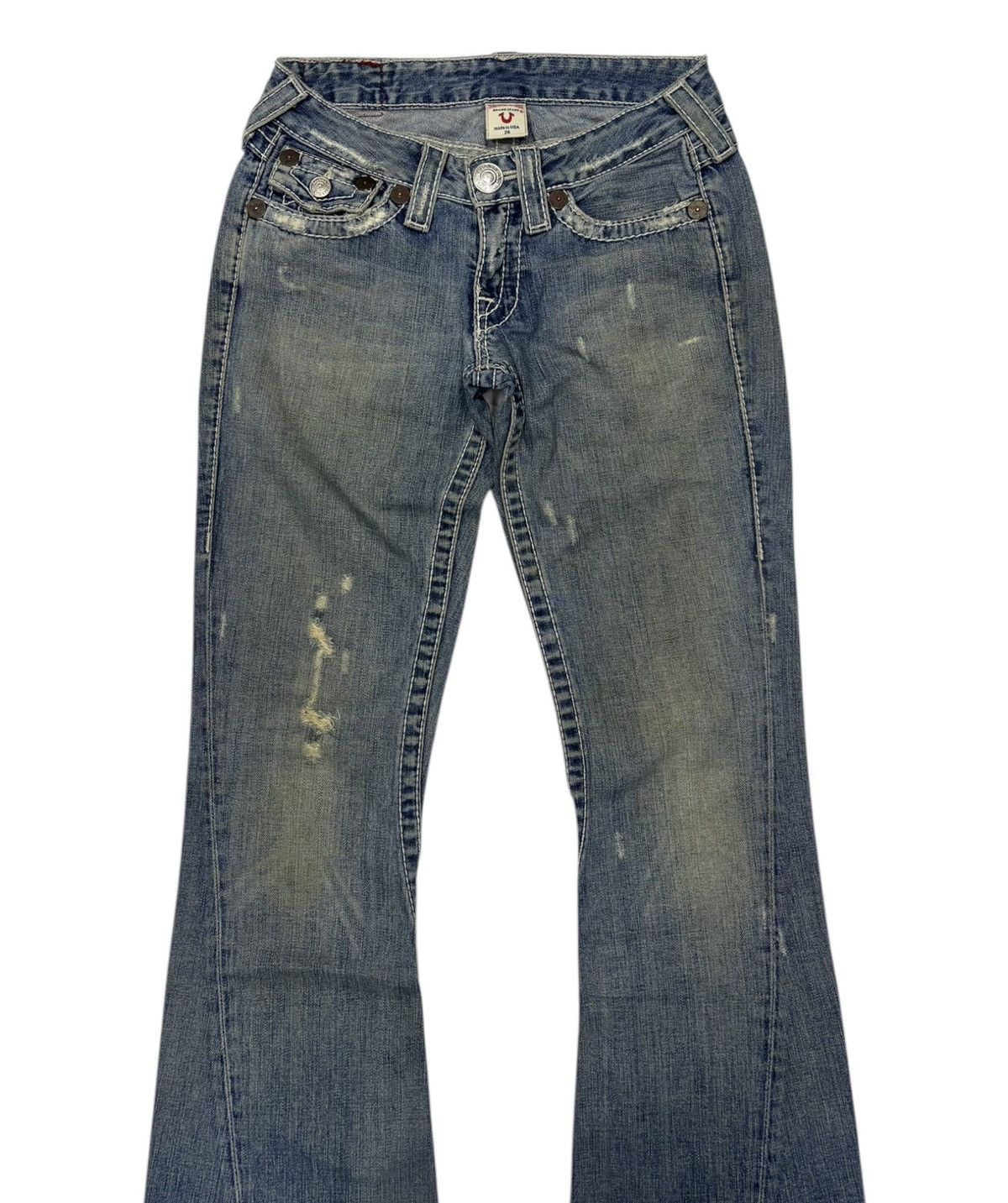 True Religion Flare Jeans True Religion Joey Big T Bootcut Distressed Jean Size 26" / US 2 / IT 38 - 3 Thumbnail