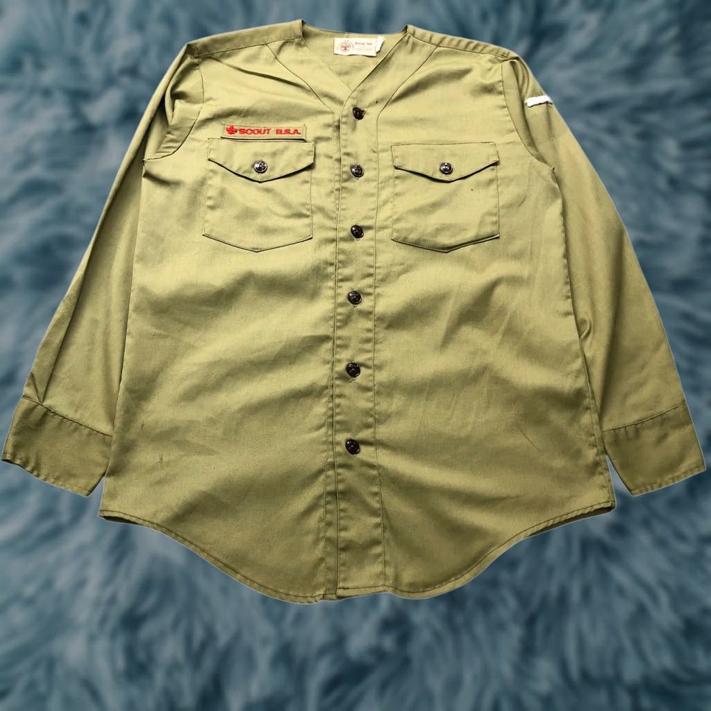 Vintage VINTAGE Boys Scouts Of America BSA Uniform Men Small Shirt Green Long Sleeve Size US S / EU 44-46 / 1 - 1 Thumbnail