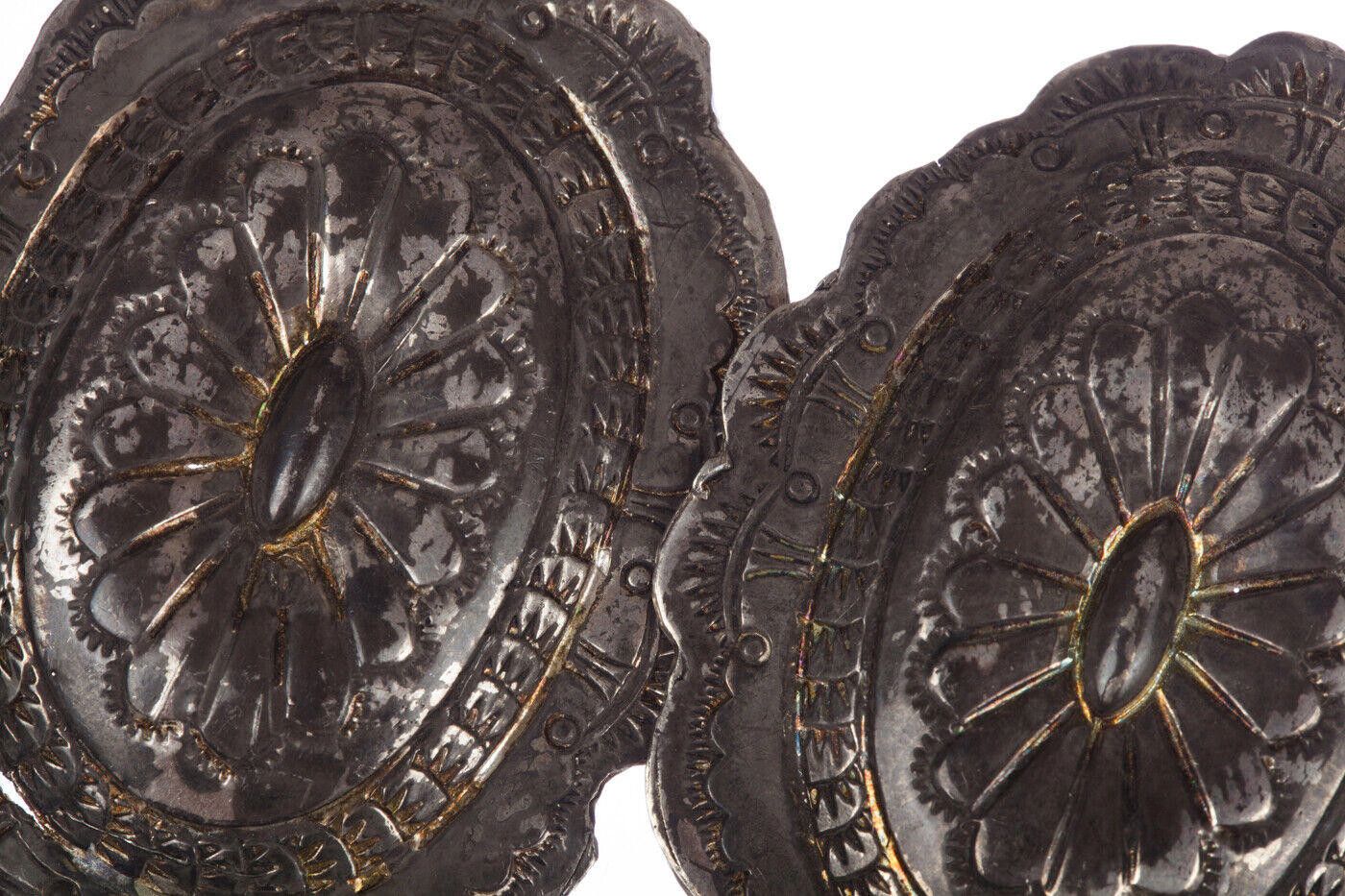 Designer Tribal Inspired Large Sterling Concho Earrings with Stamping Size ONE SIZE - 2 Thumbnail