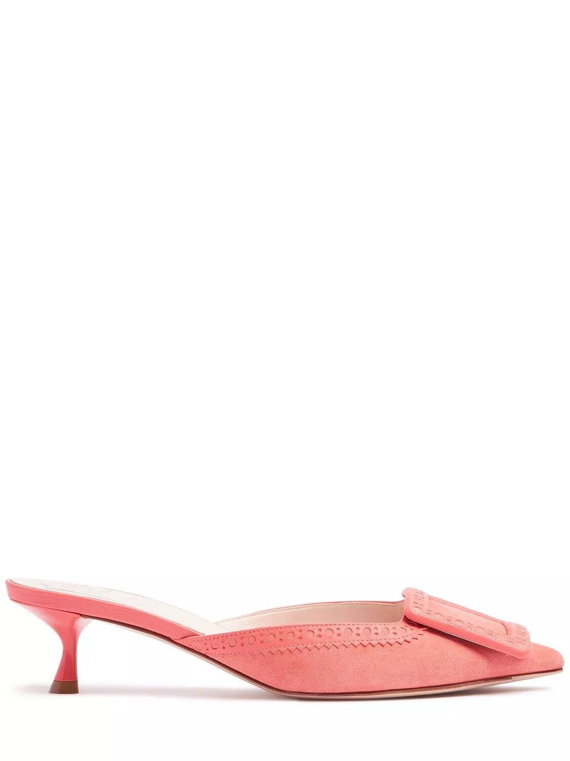 ROGER VIVIER Viv' In The City Pink Suede 45mm Mules New