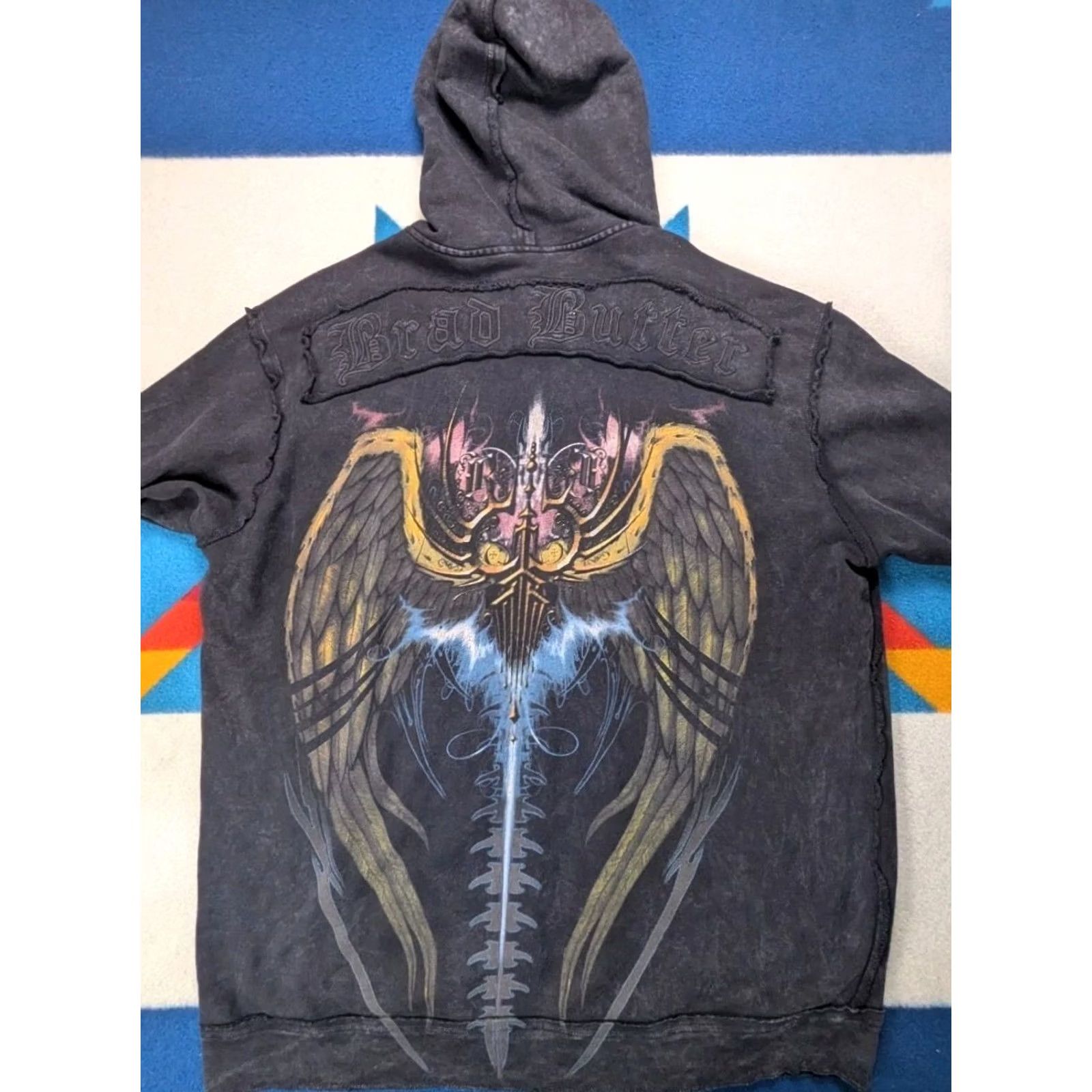 Buttero VINTAGE Brad Butter Full Zip Hoodie Jacket Made In USA Tribal 2XL Distressed Studded Y2K Size US XXL / EU 58 / 5 - 7 Thumbnail