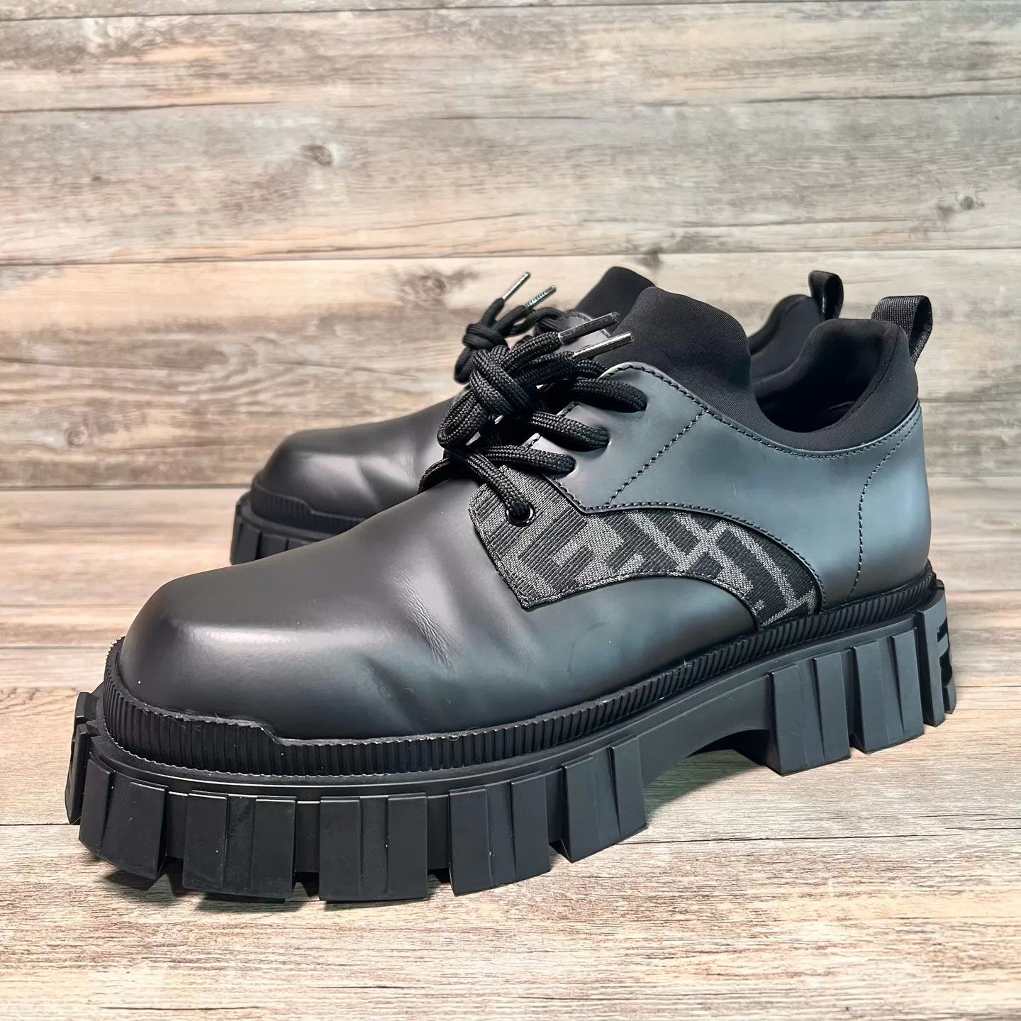Fendi FENDI Force Black Leather Shoes UK8/42 98 New Size US 9 / EU 42 - 1 Thumbnail