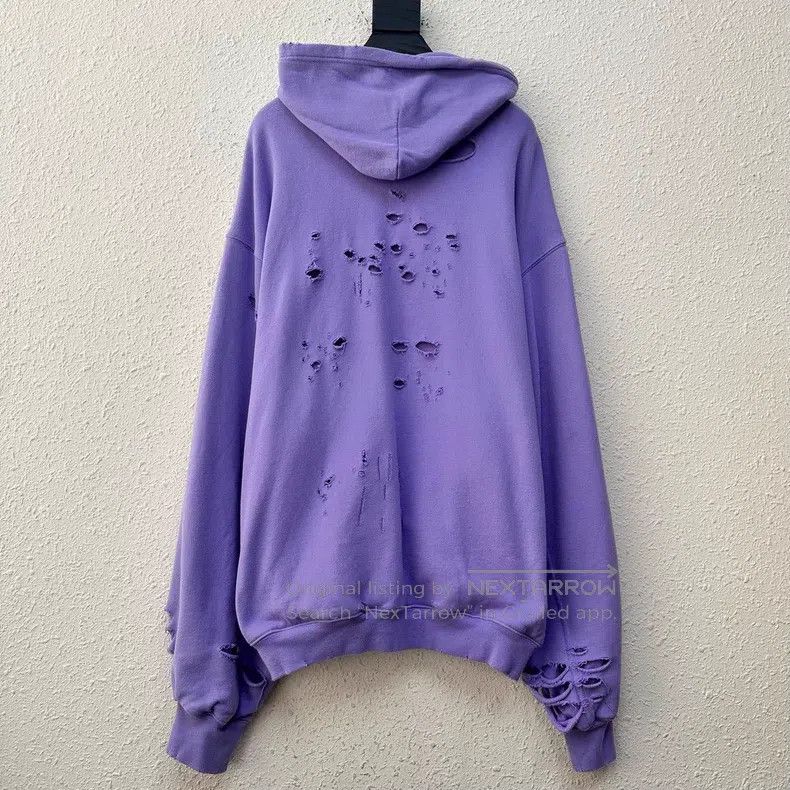 Balenciaga Balenciaga Ripped Distressed Logo Hoodie Lilac Size US XS / EU 42 / 0 - 2 Thumbnail
