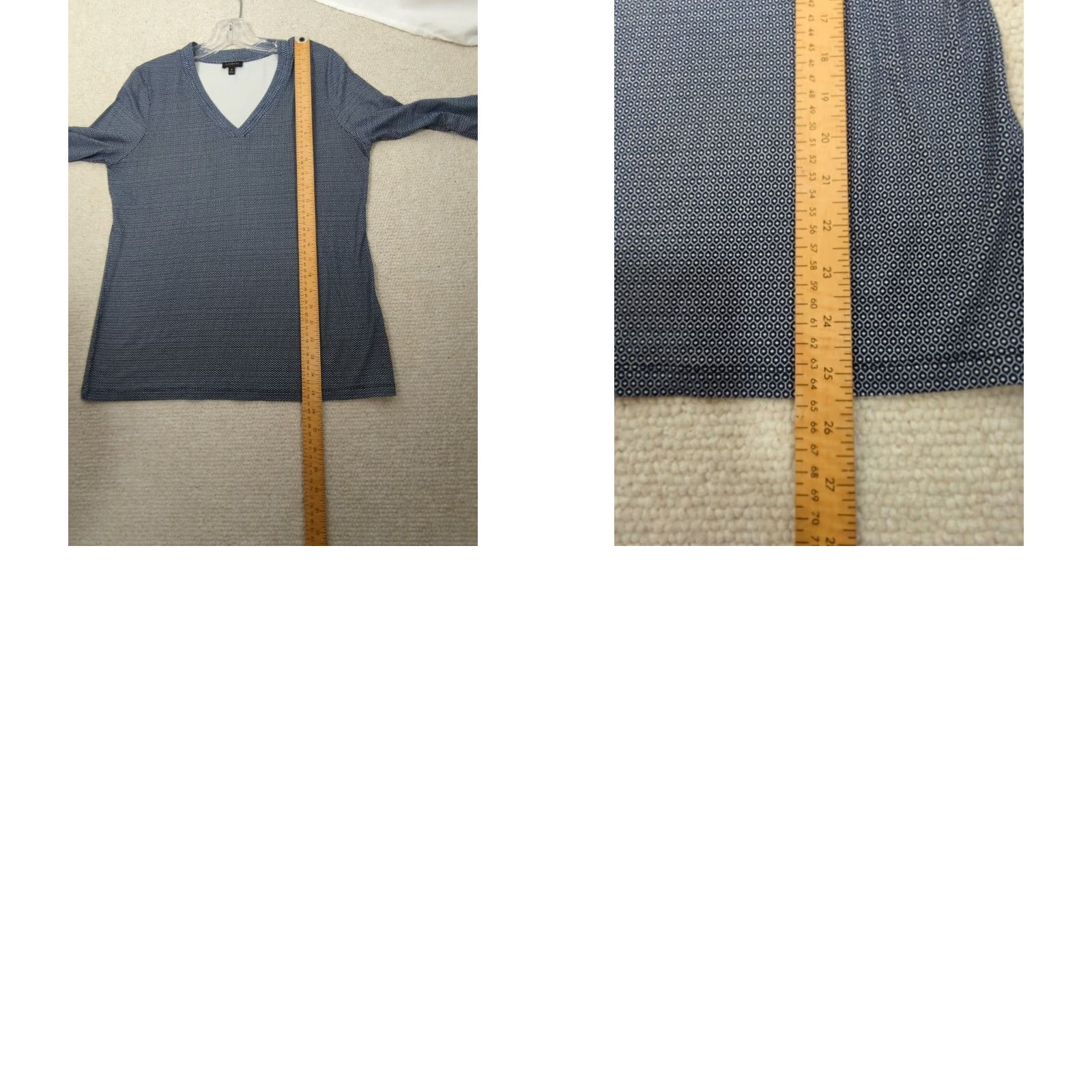 Talbots Talbots Blouse Women's Medium Navy Geometric V-Neck 3/4 Sleeve Shirt Casual Pullover Top Size M / US 6-8 / IT 42-44 - 8 Thumbnail
