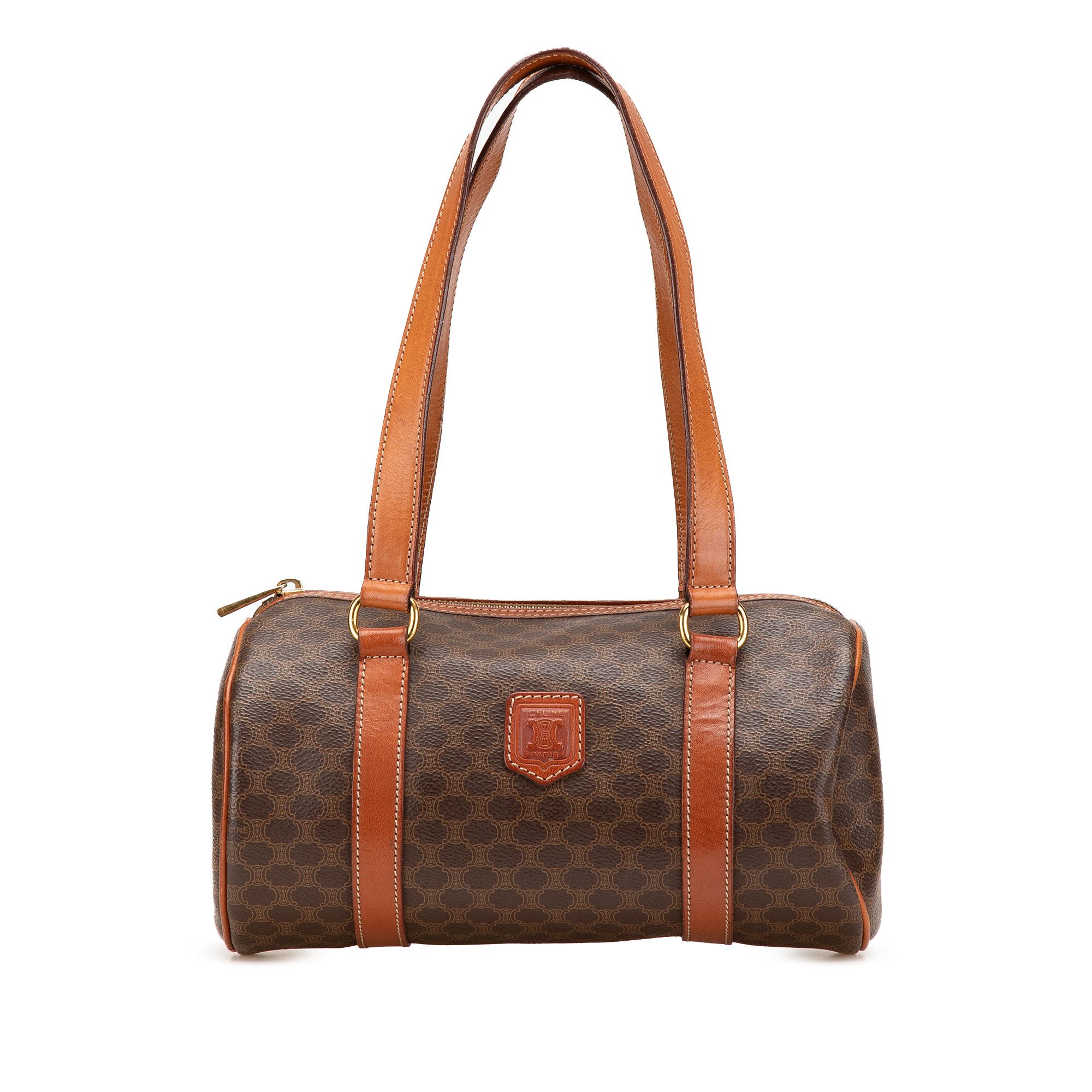Celine Macadam Coated Canvas Shoulder Bag in Brown, Women's