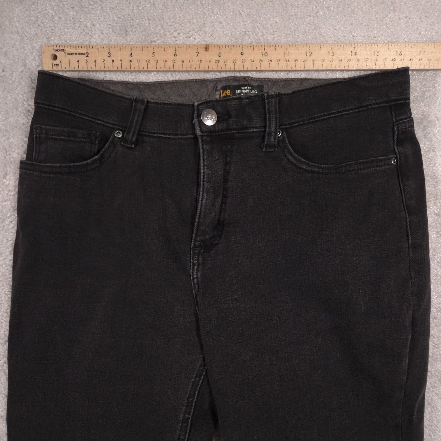 Lee Lee Jeans Womens 12 Gray Charcoal Wash Slim Fit Mid Rise Skinny Leg Stretch Size 34" / US 12 / IT 48 - 4 Thumbnail