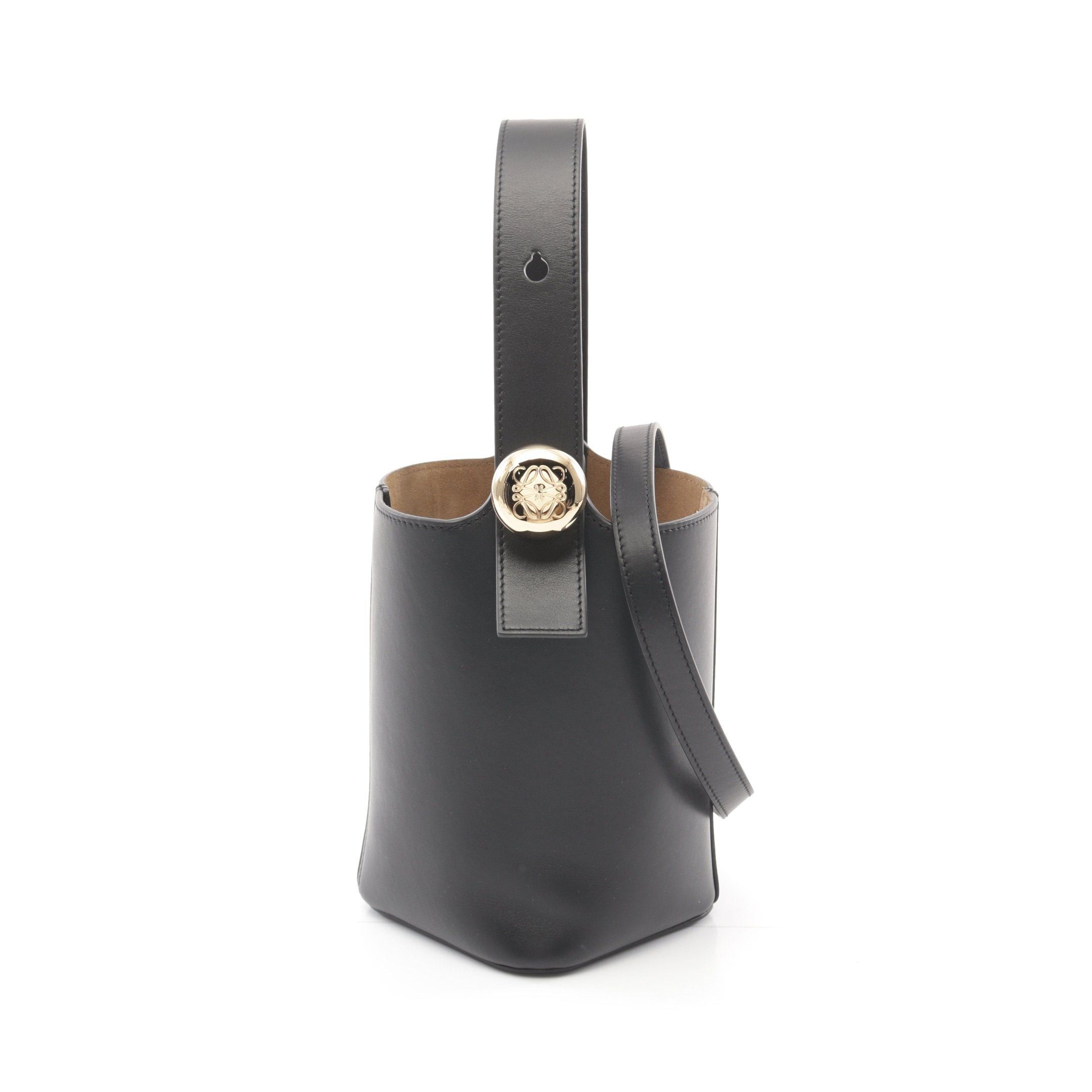 Loewe Loewe Pebble Bucket Bag Mini Handbag Leather Black Size ONE SIZE - 1 Thumbnail