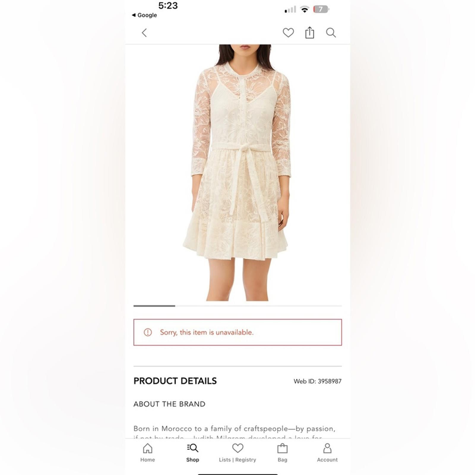 Majestic Maje Rayani Ivory Lace Dress Size XS / US 0-2 / IT 36-38 - 1 Thumbnail