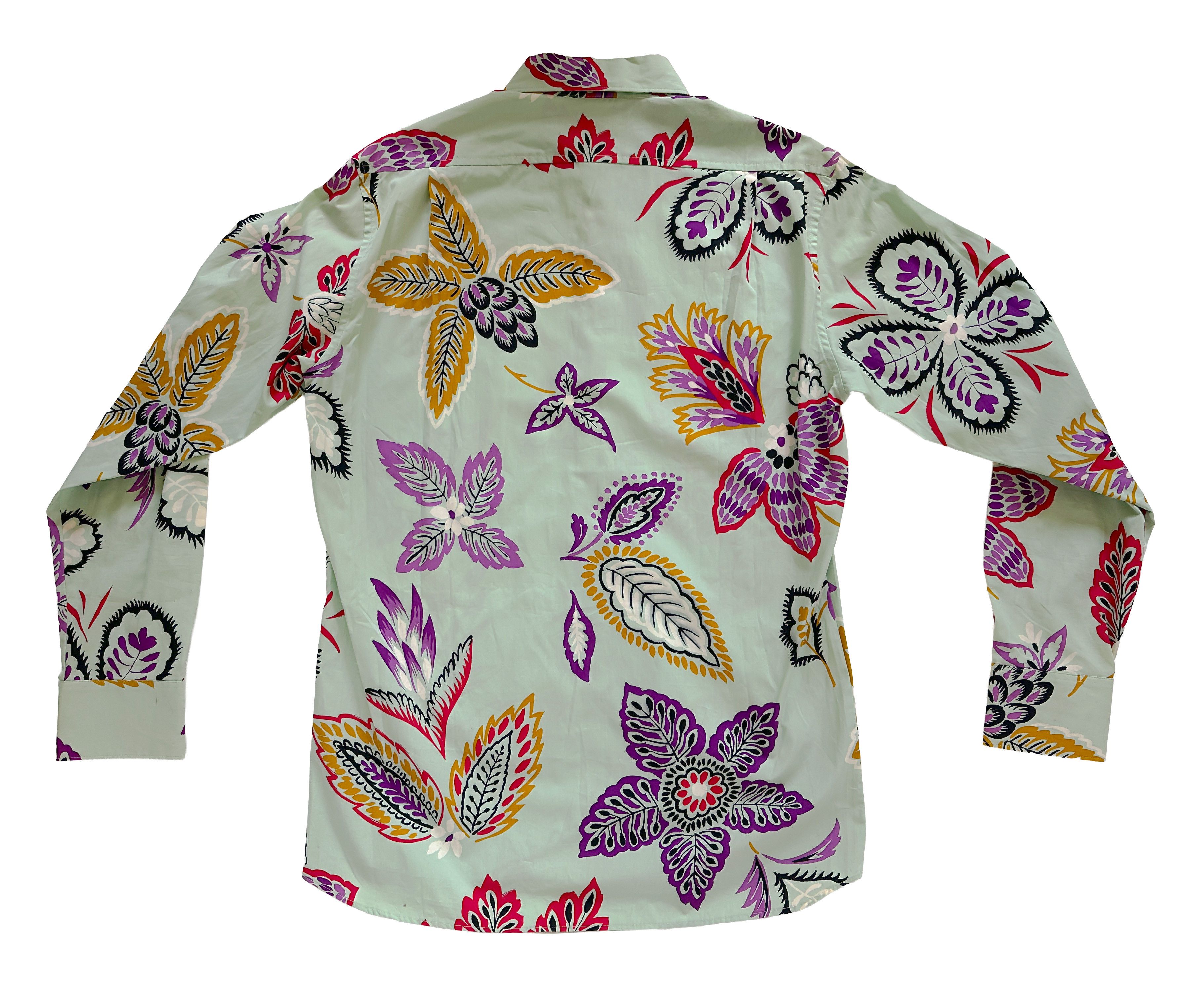 Paul & Joe Floral Print Cotton Button-Down Shirt Made in France L Size US L / EU 52-54 / 3 - 3 Thumbnail