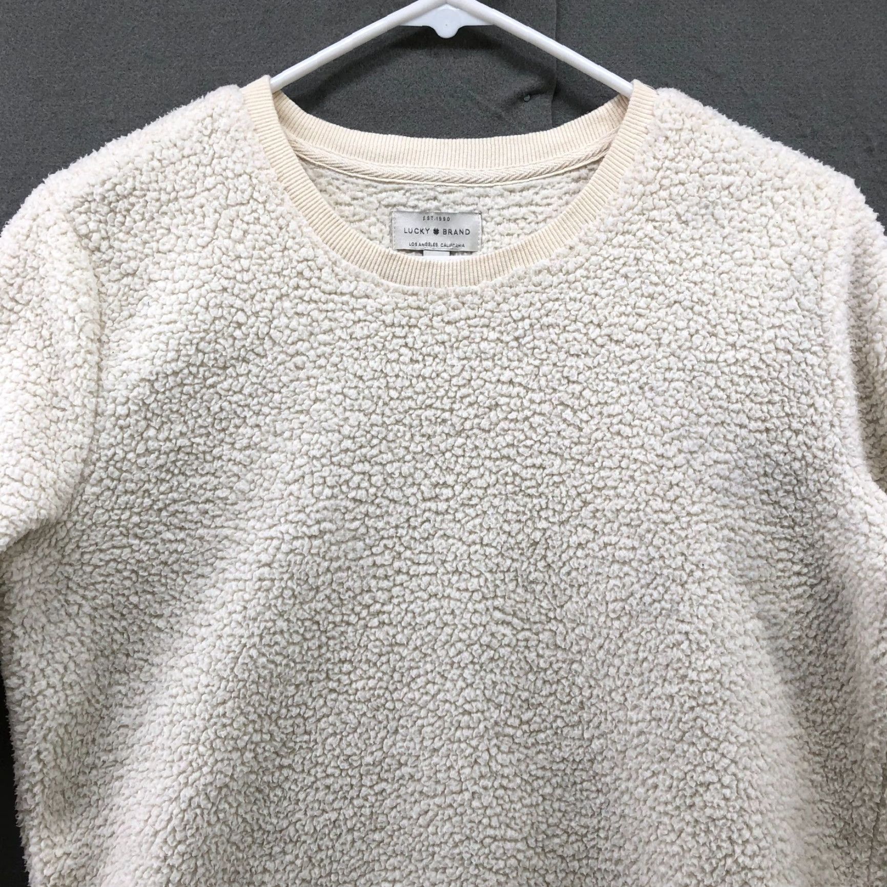 Lucky Brand Lucky Brand Sherpa Sweater Womens S Ivory Crewneck Pullover Sweatshirt Soft Size S / US 4 / IT 40 - 4 Thumbnail