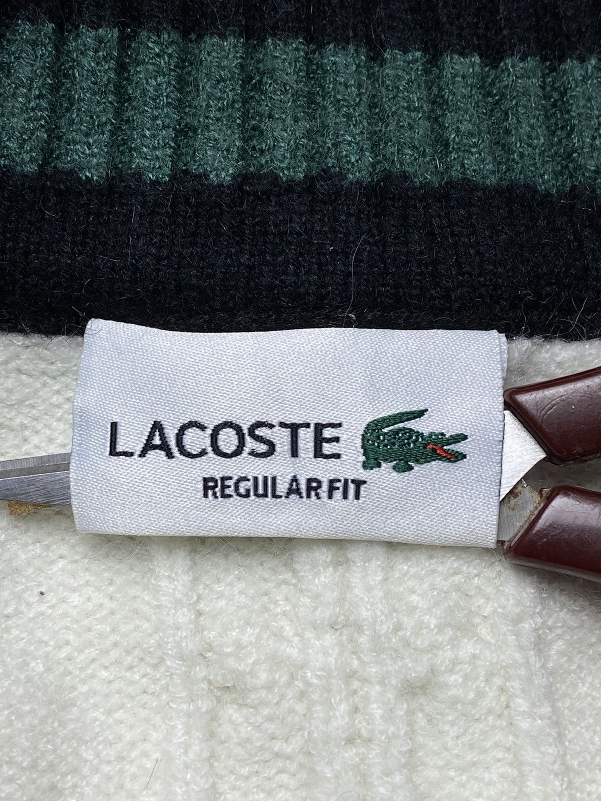 Golf Wang 2000s Lacoste - Big V-Neck Chunky Knitted Sweater Size US M / EU 48-50 / 2 - 8 Thumbnail