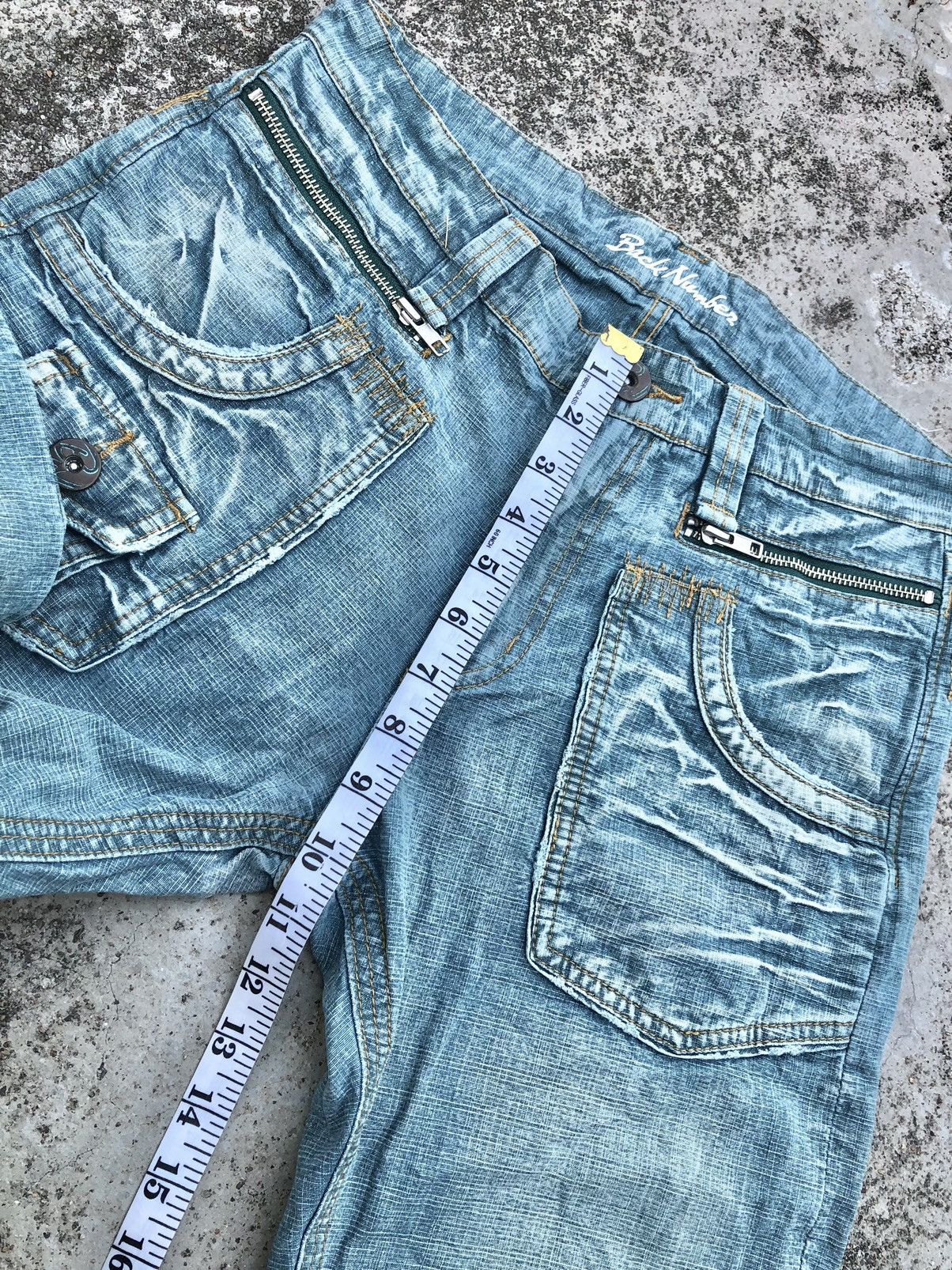 Vintage FLARED⚡️⚡️WASHED BLUE ZIPPER BACK NUMBER BUSHPANT Size US 30 / EU 46 - 7 Thumbnail