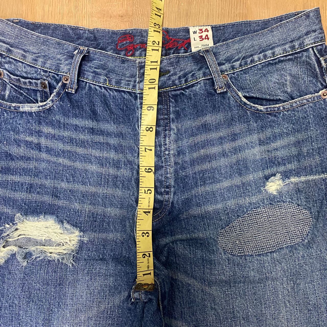 If Six Was Nine Vintage Ezy Distressed Denim Size US 34 / EU 50 - 5 Thumbnail