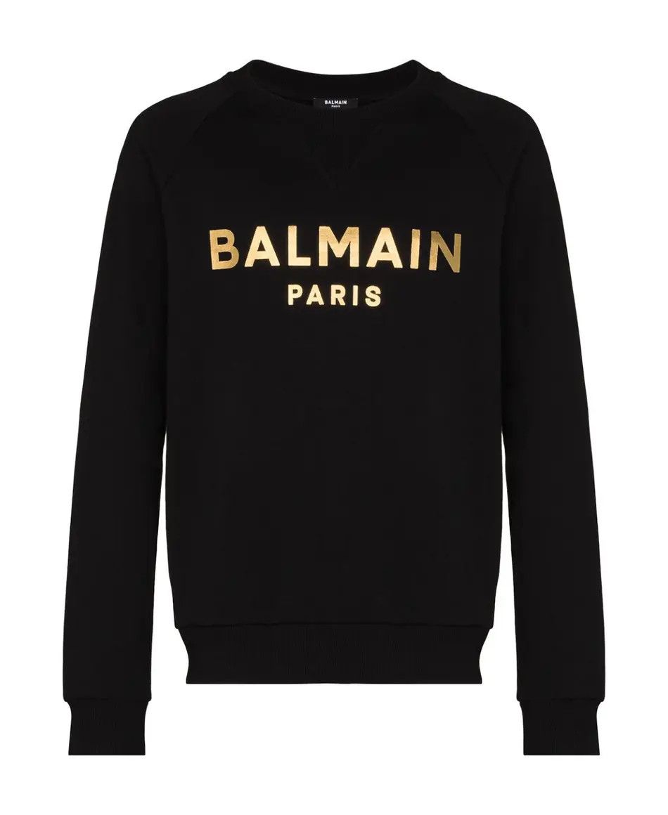 Balmain o1s1wg110925 Logo Print Cotton Sweatshirt in Black Size US M / EU 48-50 / 2 - 1 Thumbnail