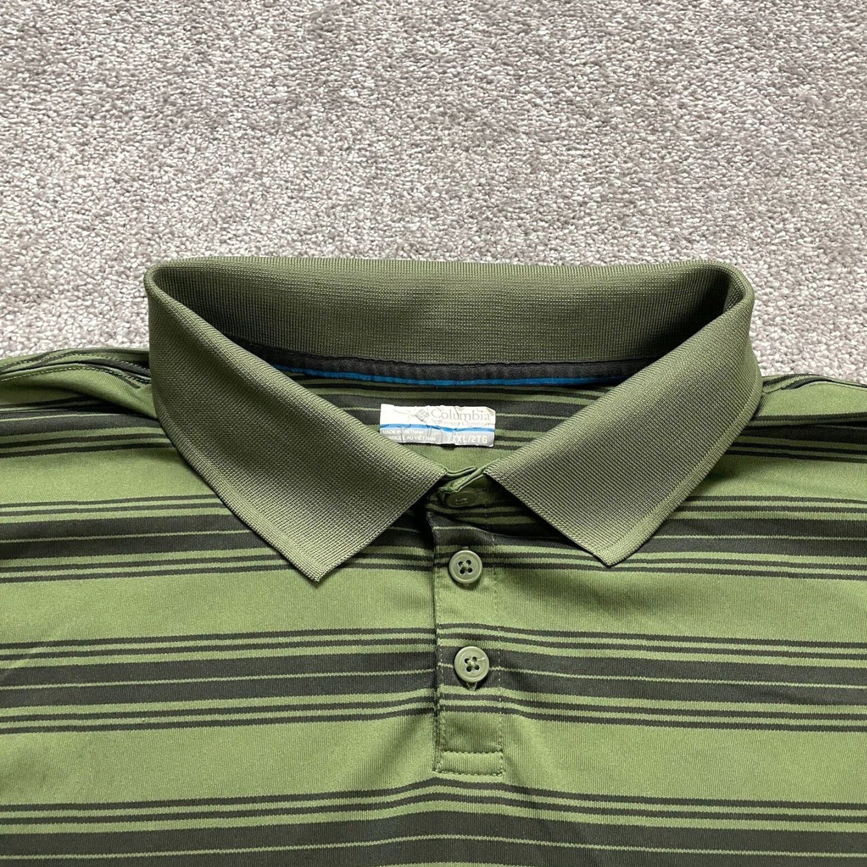 Vintage Columbia City Voyager Polo Shirt Mens 2XL Green Striped Short Sleeve Collared Shirt Polo Size US XXL / EU 58 / 5 - 3 Thumbnail