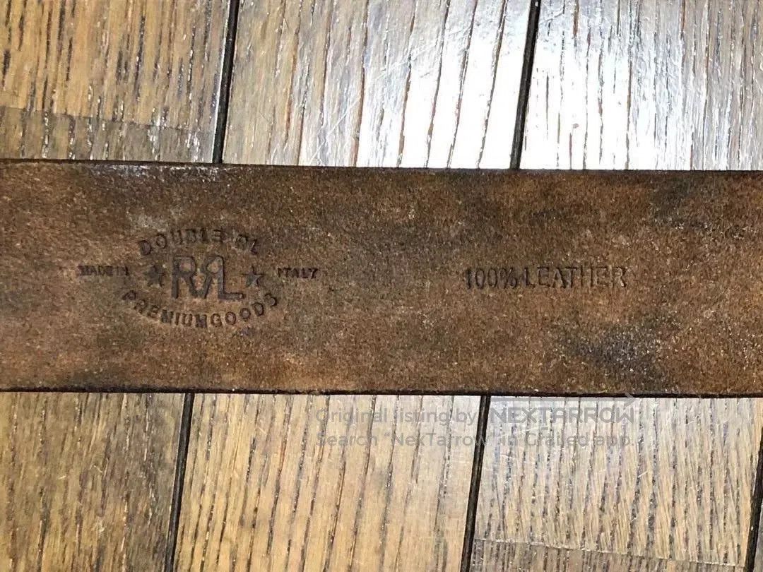 RRL Ralph Lauren vintage rrl montana leather belt with brass studs. Size ONE SIZE - 9 Thumbnail