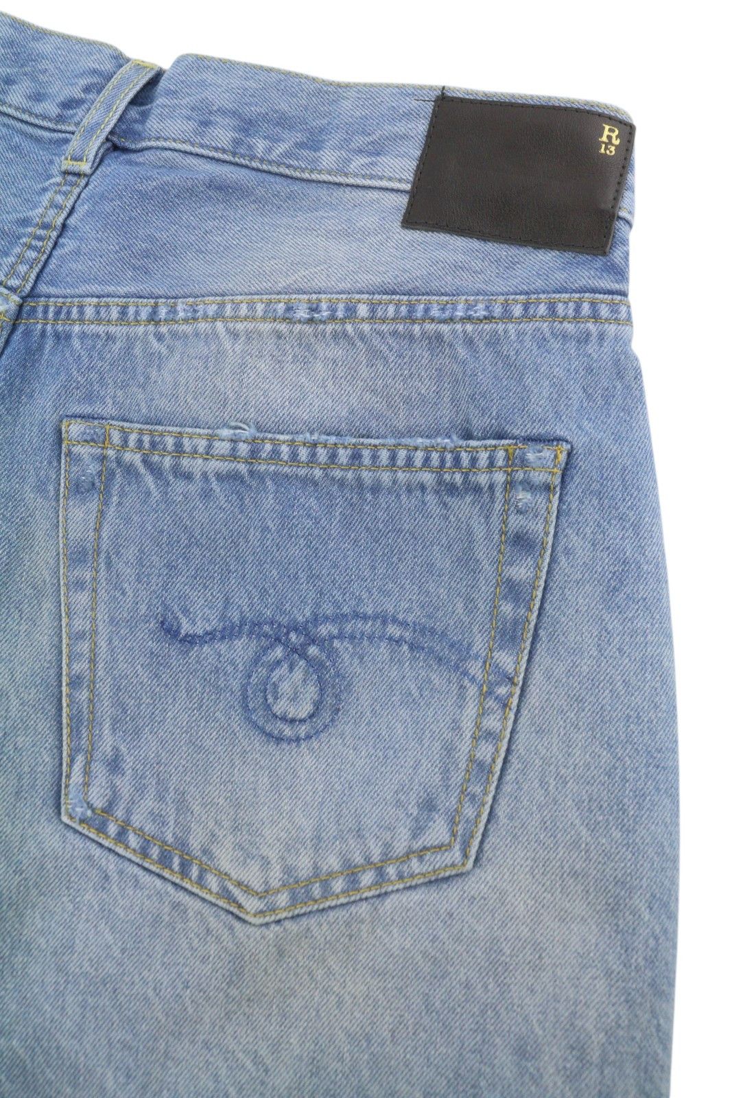 R13 CROSS OVER 24 Bain Blue Asymmetric Button Shorts 89413 Size 24" / US 00 / IT 34 - 6 Thumbnail