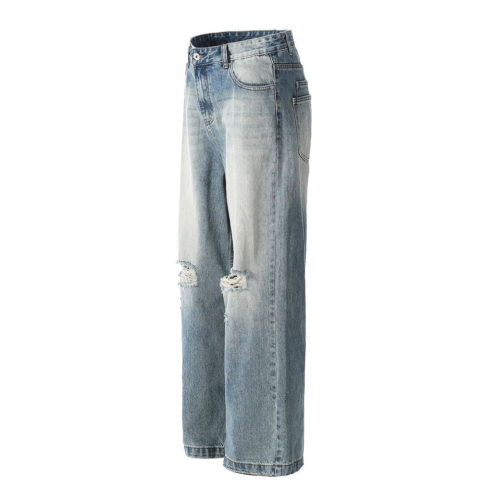 Japanese Brand × Jean Men's loose straight distressed washed gradient ripped jeans Size US 34 / EU 50 - 2 Thumbnail