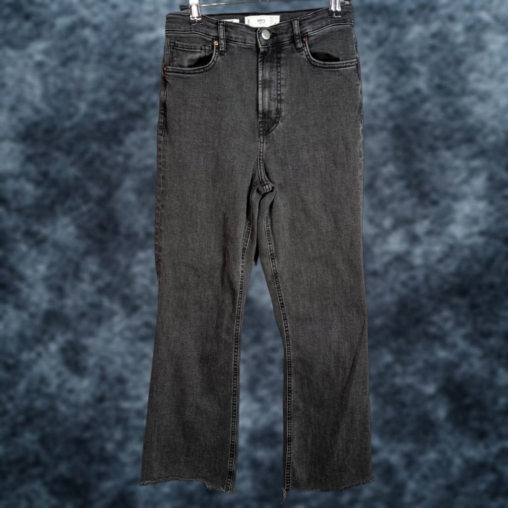 Mango Mango Denim Womens 4 Bootcrop Gray Frayed Hem Jeans Stretch Cotton Blend Size 27" / US 4 / IT 40 - 1 Thumbnail