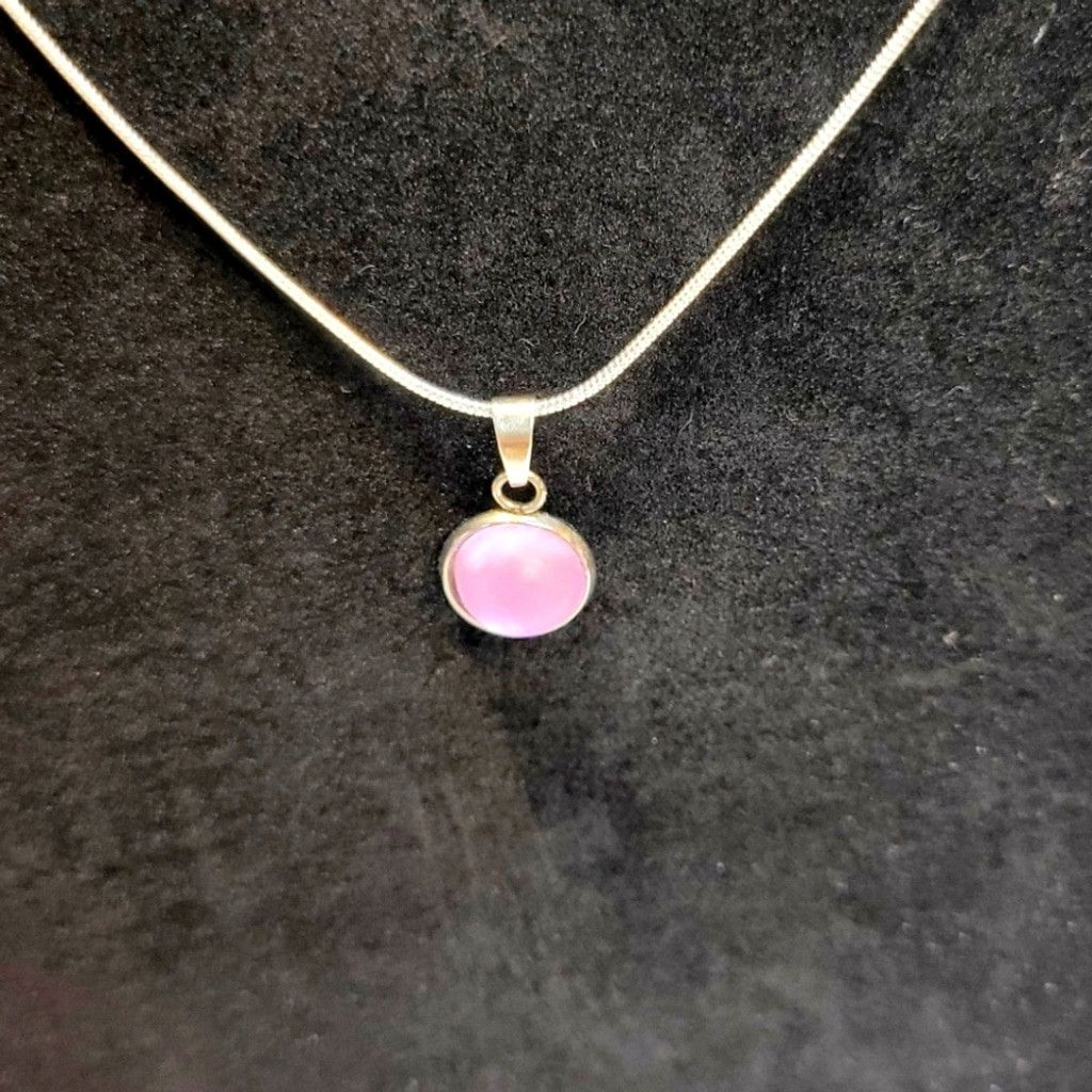 Handmade Pink crystal rhinestone 925 stamped sterling silver necklace Size ONE SIZE - 1 Thumbnail