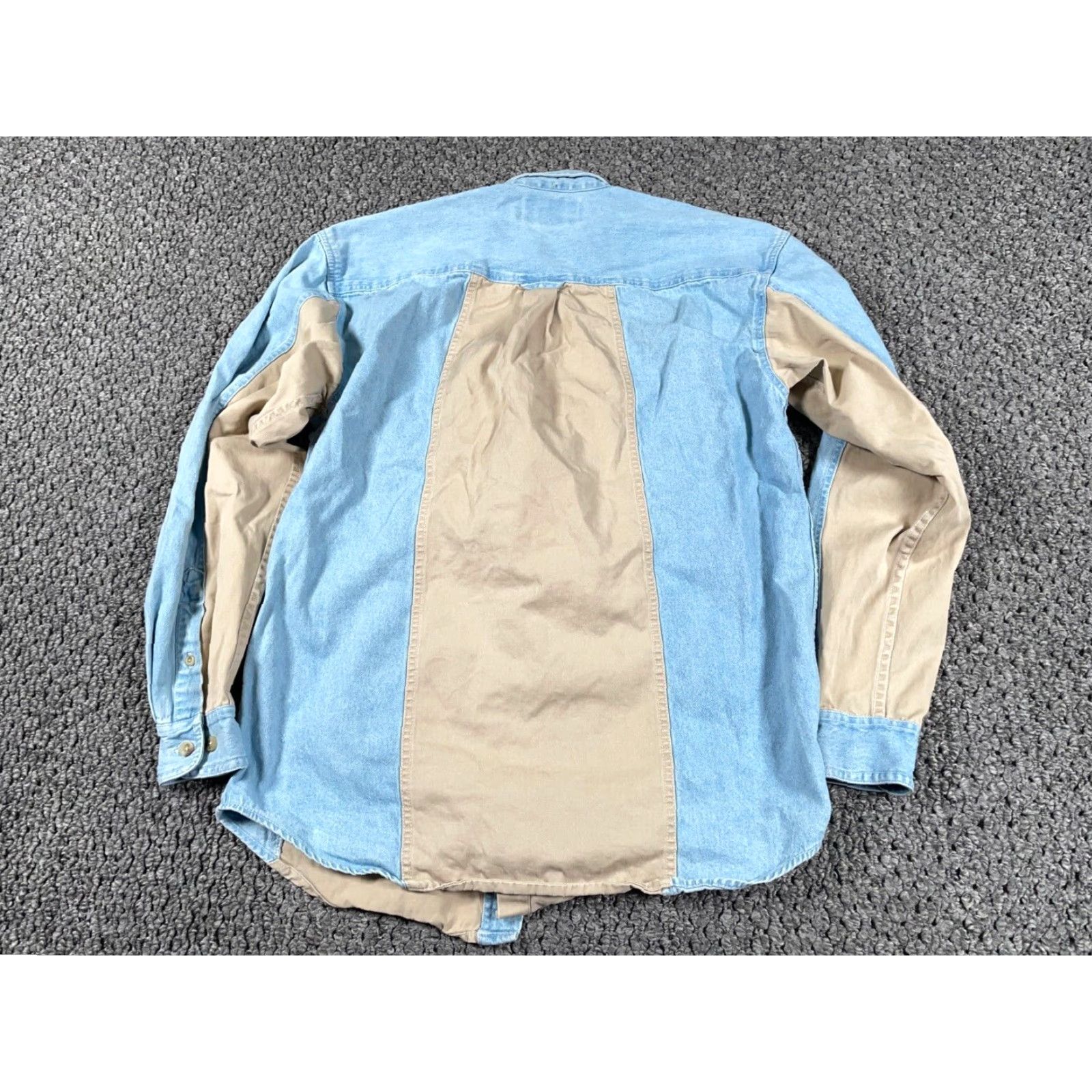 Denime Vintage Shirt Adult Medium Blue Denim Cotton Long Sleeve Button-Up Heavyweight Workwear Retro Grunge Mens Size US M / EU 48-50 / 2 - 2 Thumbnail