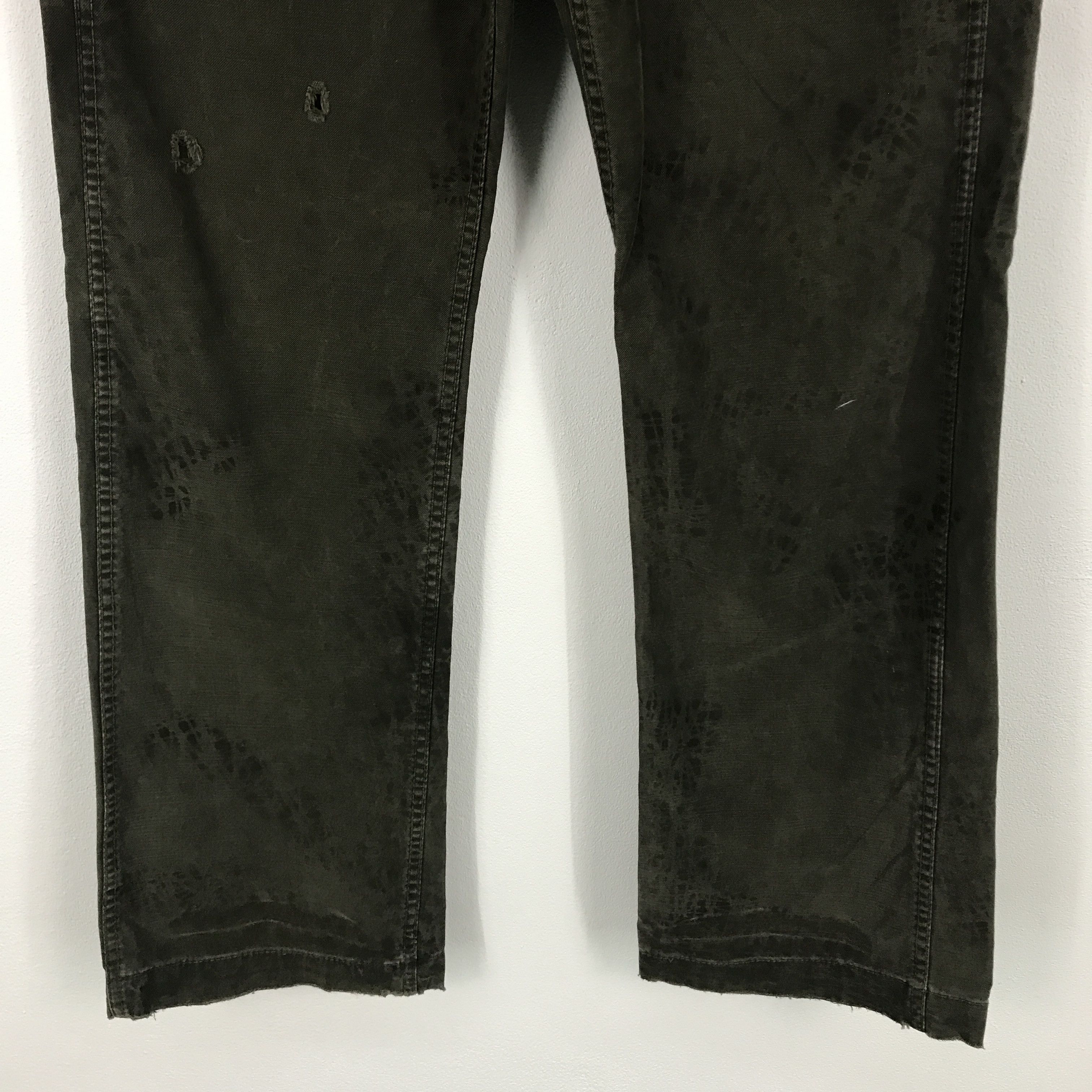 Edwin × Japanese Brand Rare Edwin 505 khaki Drak Green distressed design pants Size US 30 / EU 46 - 2 Thumbnail