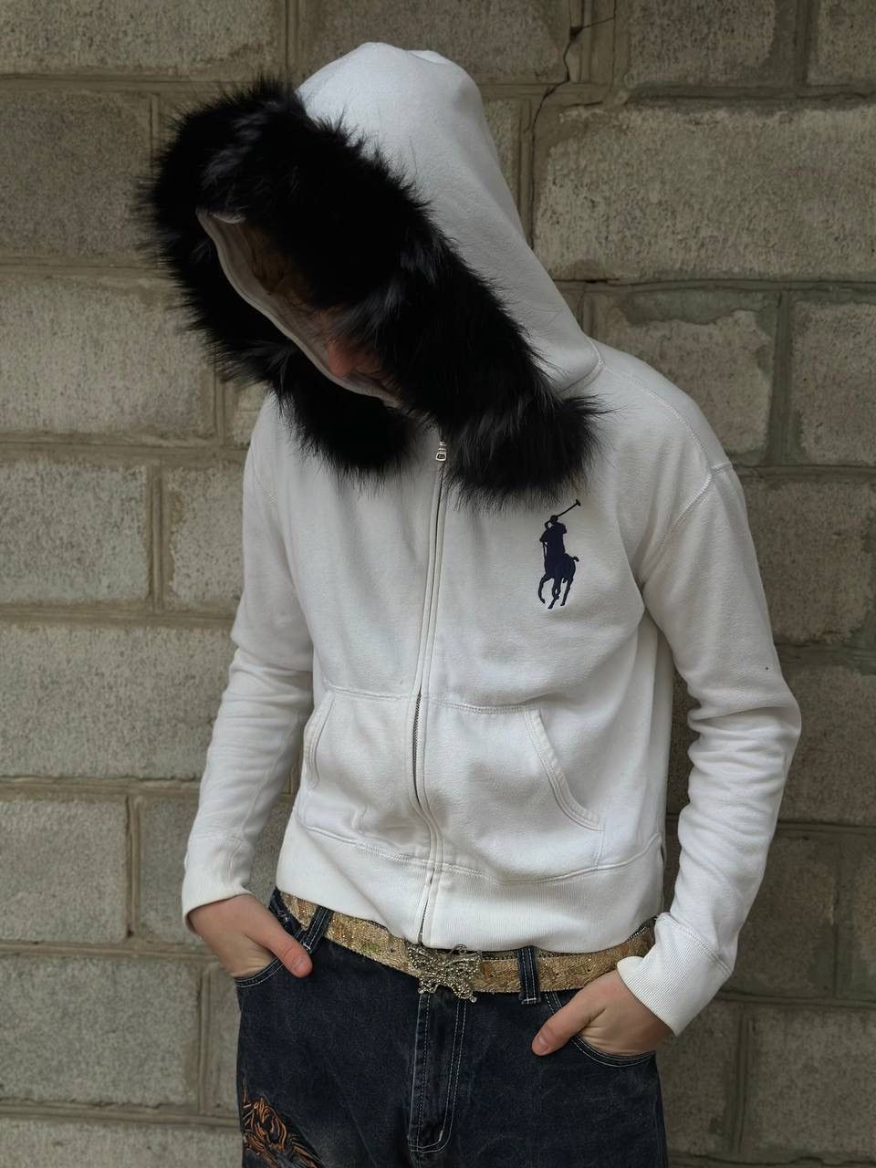 Polo Ralph Lauren VTG Polo Ralph Lauren Zip Hoodie Fur Custom Hand Made Size M Size US M / EU 48-50 / 2 - 5 Thumbnail