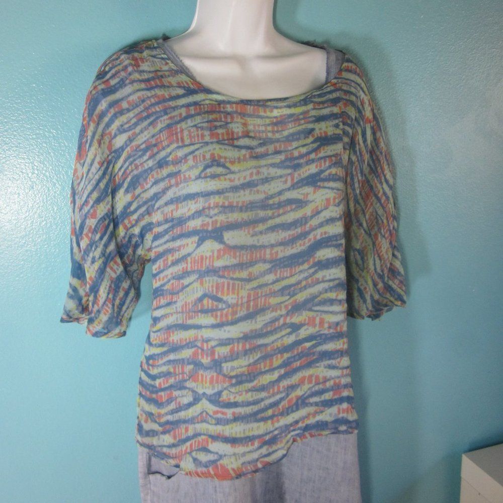 Gypsy 05 Gypsy 05 Anthropologie Womens Size S Oversized Sheer Silk Blouse Blue Wave Size S / US 4 / IT 40 - 1 Thumbnail