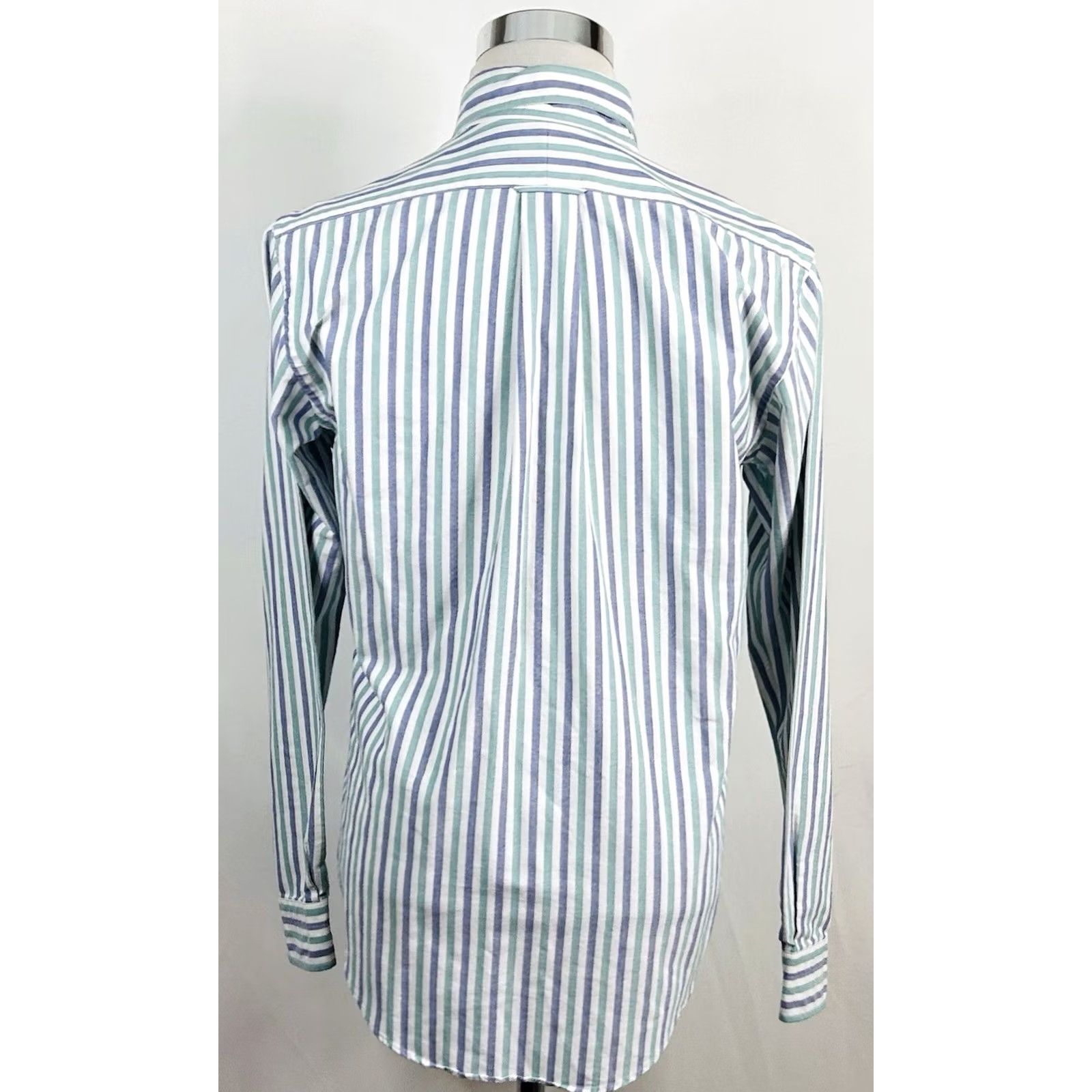 Gant GANT 15.5 35 Oxford Club Dress Shirt Blue Green Striped Button Down Cotton Blend Mens Size 42R - 5 Thumbnail
