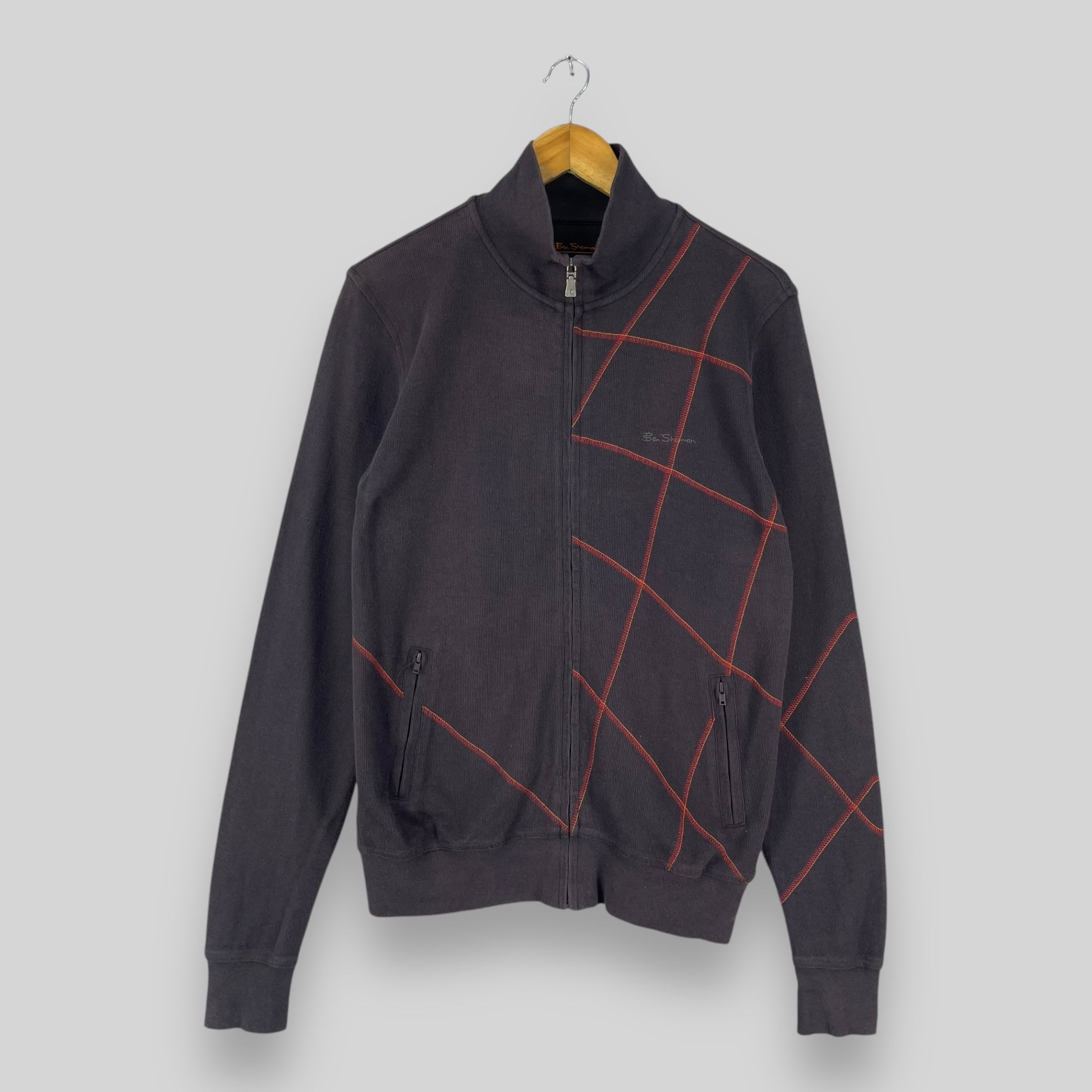 Ben Sherman Vintage Y2K BEN SHERMAN Diamond Stripes Zipper Sweater Size US S / EU 44-46 / 1 - 1 Thumbnail