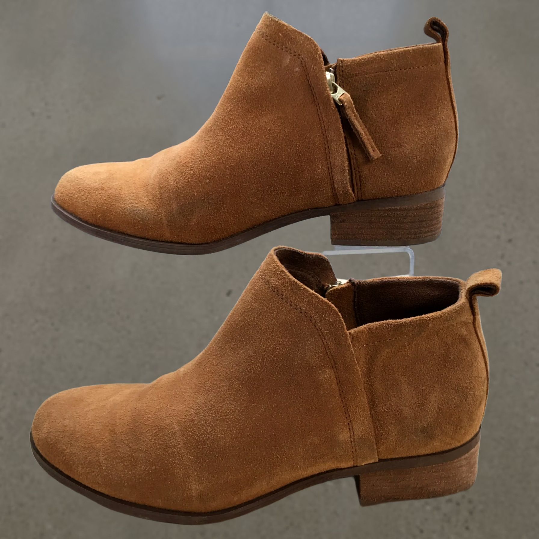 Toms Toms Boots Womens 8.5 Deia Ankle Booties Brown Suede Side Zip Heels 10014697 Size US 9 / IT 39 - 1 Thumbnail