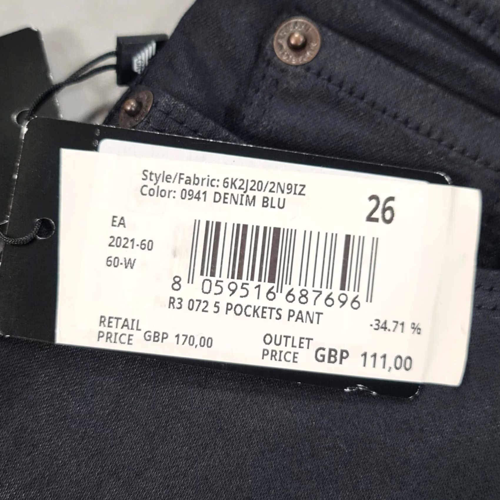Armani Emporio Armani Jeans Womens Blue W26 L31 Skinny Fit High Rise Stretch Denim Size 26" / US 2 / IT 38 - 5 Thumbnail