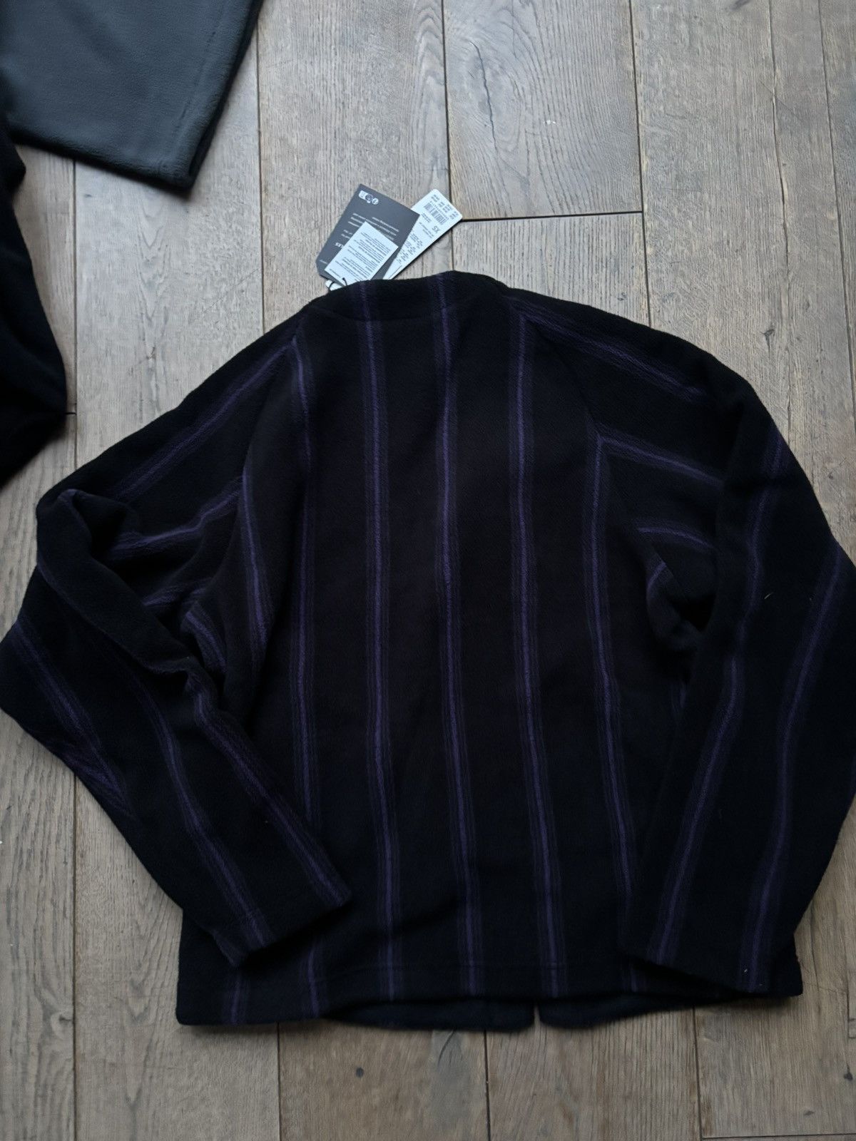 Needles Uniqlo Needles Striped Fleece Cardigan Black Purple XS Size US XS / EU 42 / 0 - 5 Thumbnail