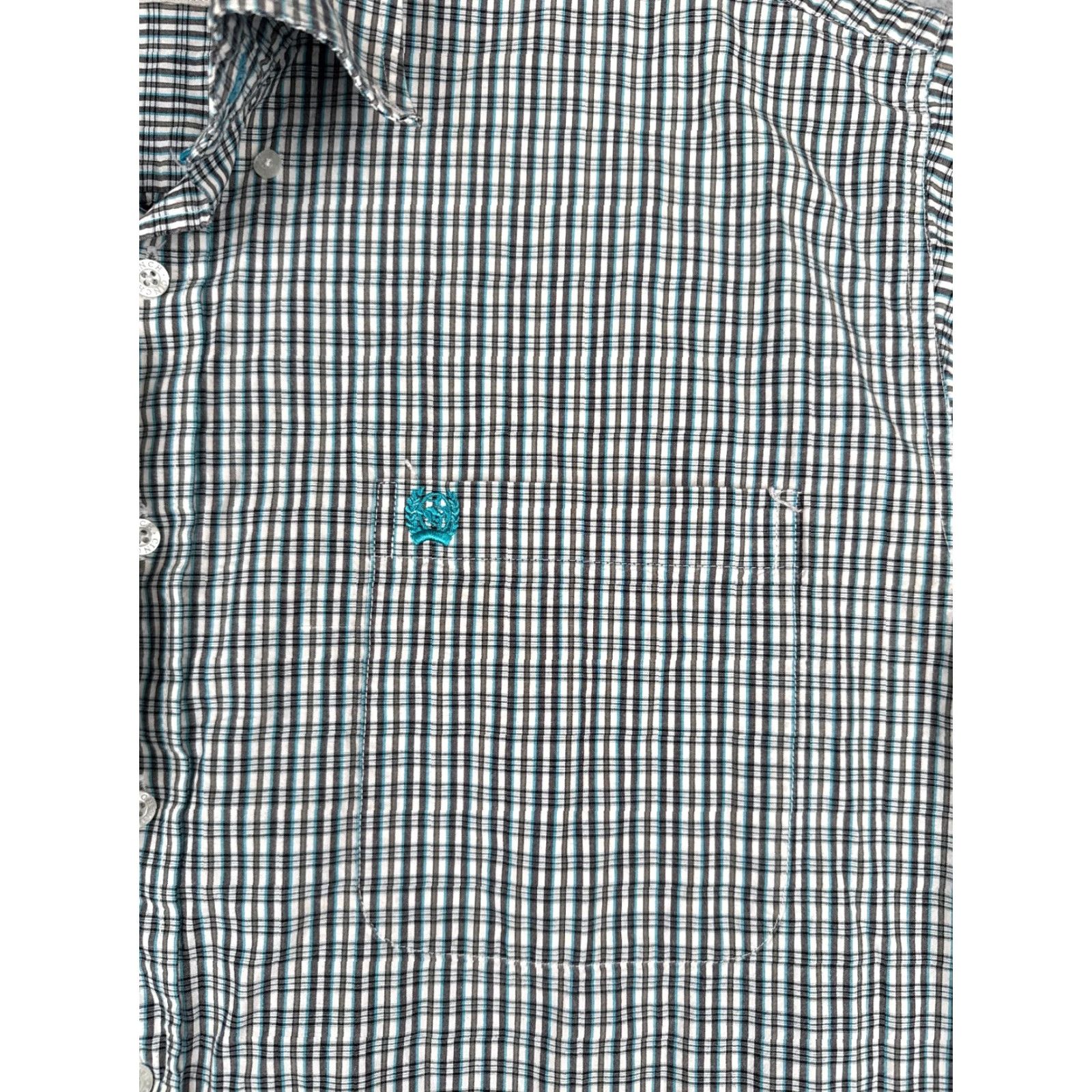 Vintage Cinch Blue White Plaid Flannel Shirt Adult Large Long Sleeve Cotton Casual Workwear Mens Size US L / EU 52-54 / 3 - 6 Thumbnail
