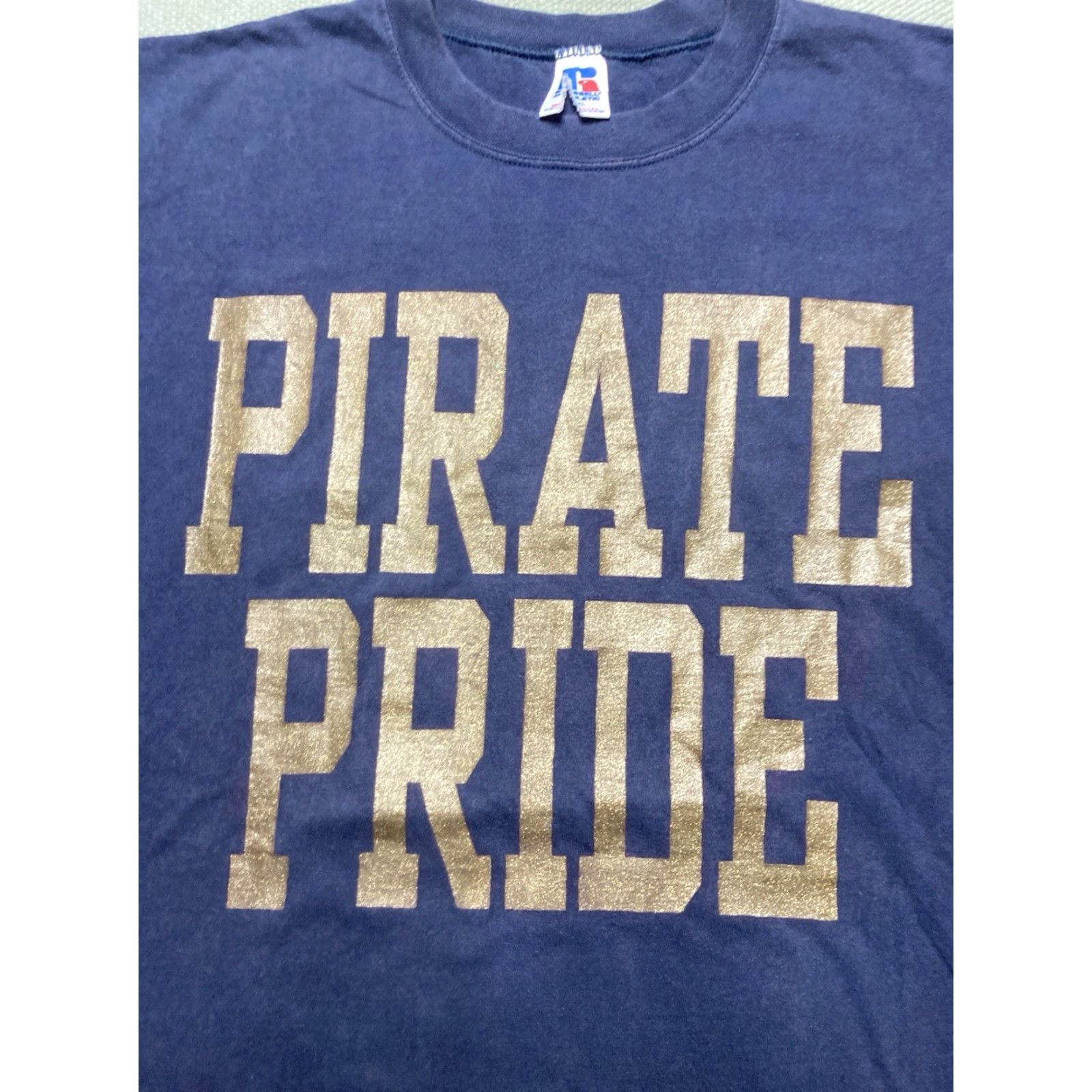 Russell Athletic VINTAGE 80s Russell Athletic T-Shirt Pirate Pride Blue Cotton XL Tall Men Shirt Size US XL / EU 56 / 4 - 2 Thumbnail