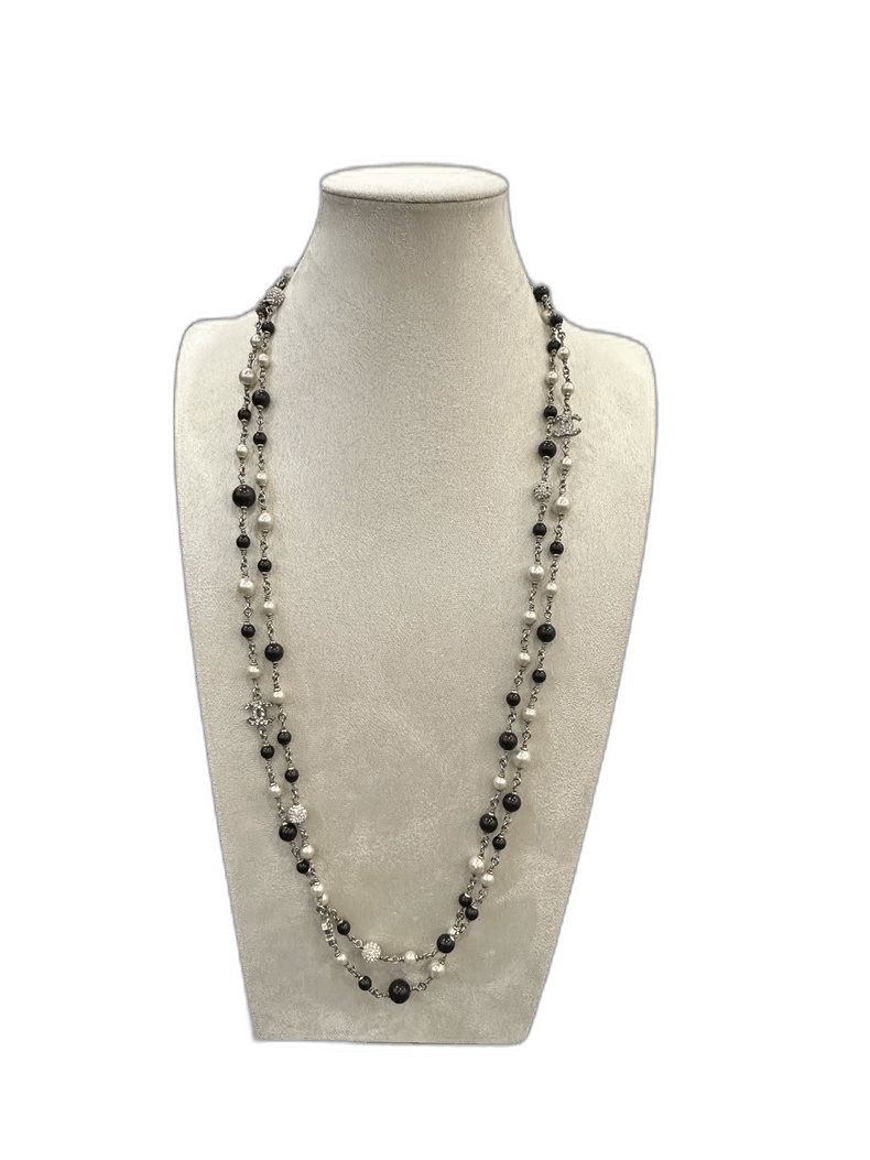 Chanel Pearl Crystal CC Pendant Necklace