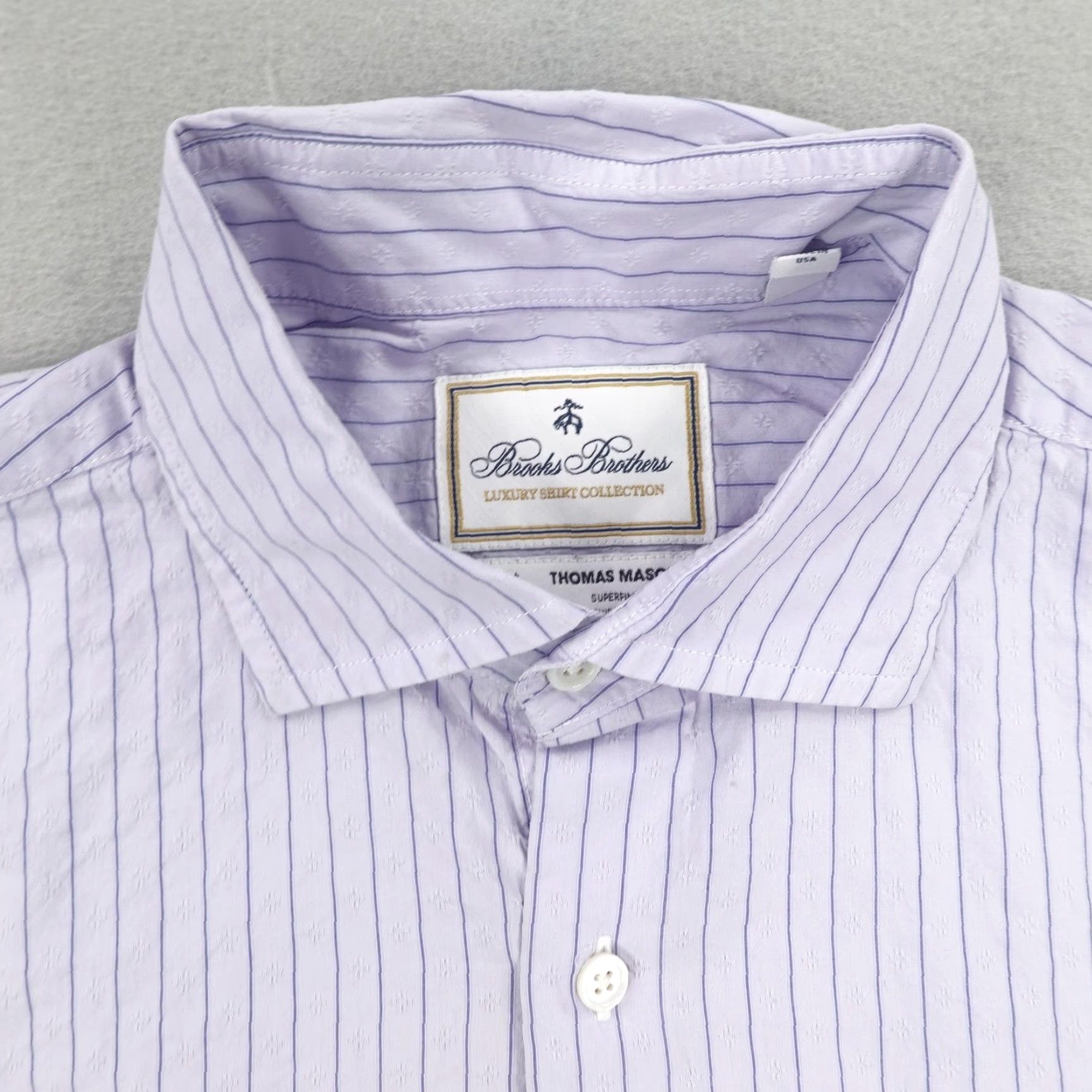 Brooks Brothers VINTAGE Brooks Brothers Shirt Mens Large Purple Stripes Cotton Reg Short Sleeve Classic Preppy Mens Size US L / EU 52-54 / 3 - 2 Thumbnail