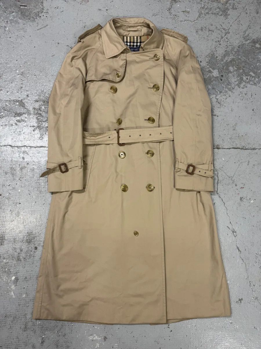 Burberry 1990s Burberry Beige Tartan Trench Coat Size US L / EU 52-54 / 3 - 6 Thumbnail