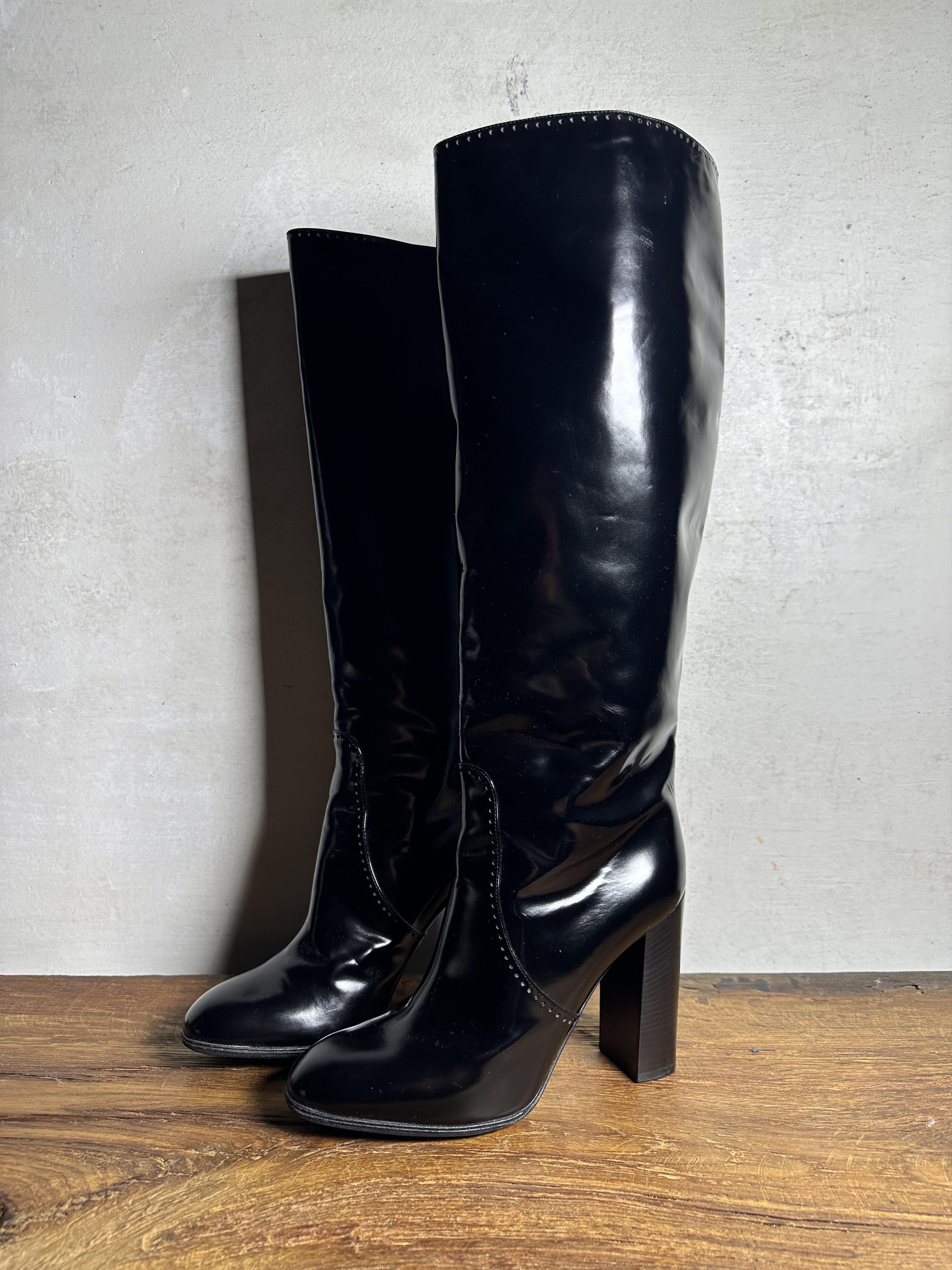 Bottega Veneta Bottega Veneta Patent Leather knee-high boots Size US 9.5 / IT 39.5 - 1 Thumbnail