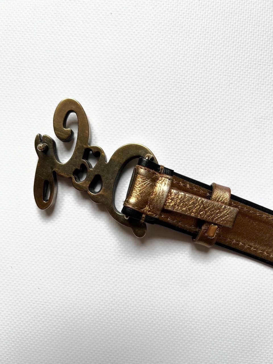 Dolce & Gabbana × Vintage Vintage Dolce Gabbana gold leather logo buckle belt D&G Size ONE SIZE - 8 Thumbnail
