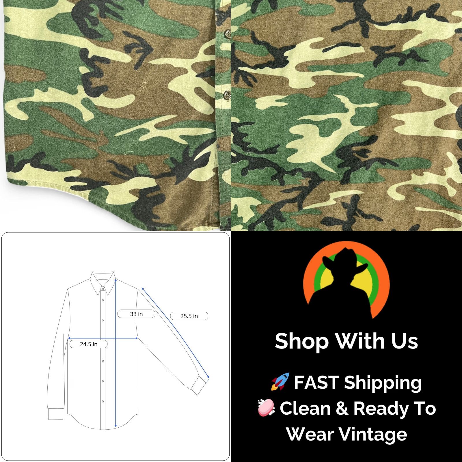 Vintage VINTAGE Arctic Camouflage Shirt Adult LARGE Green Brown Woodland Flannel 80s Button-Up Long Sleeve Mens Size US L / EU 52-54 / 3 - 8 Thumbnail