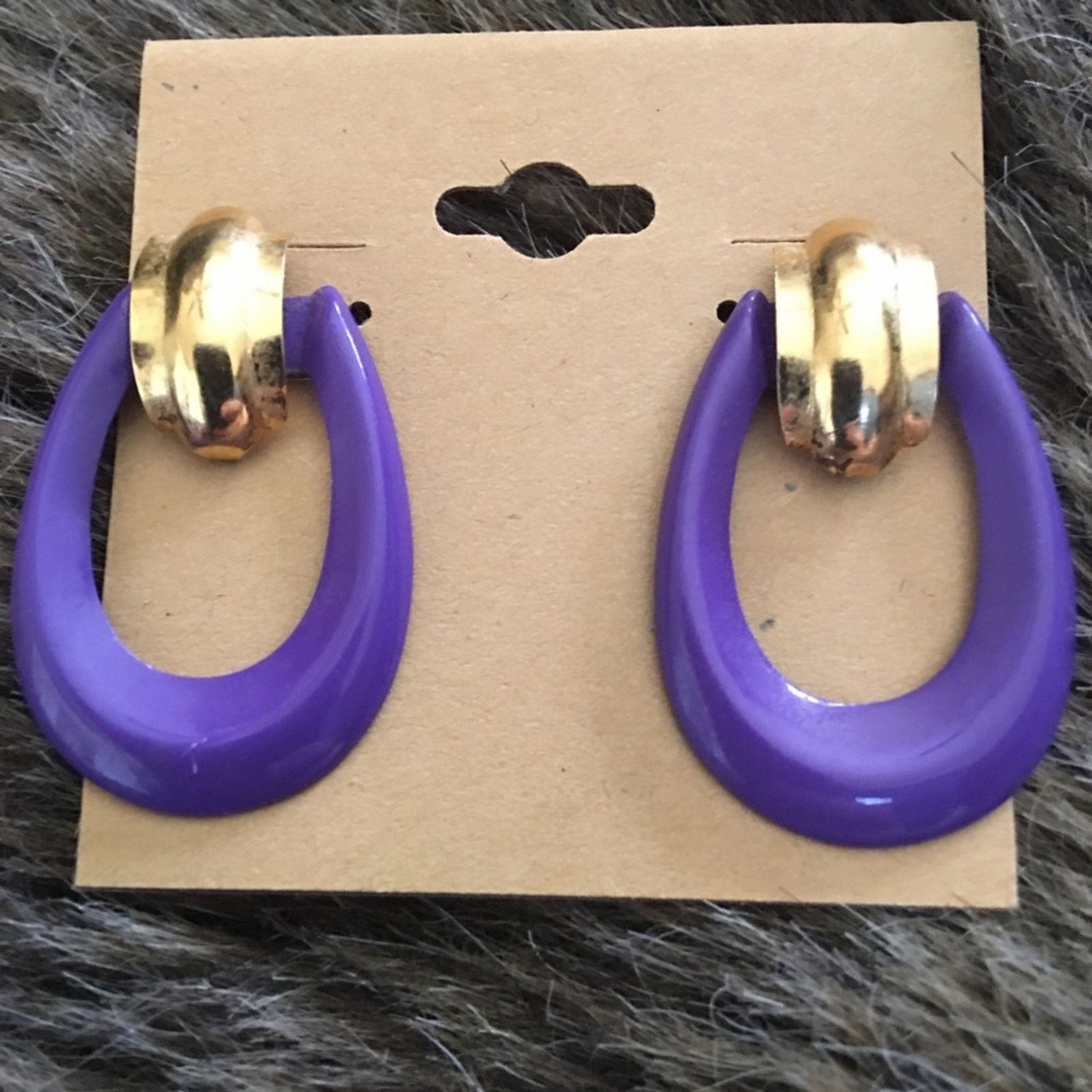 Vintage Vintage 80s purple and gold pierced earrings Size ONE SIZE - 4 Thumbnail